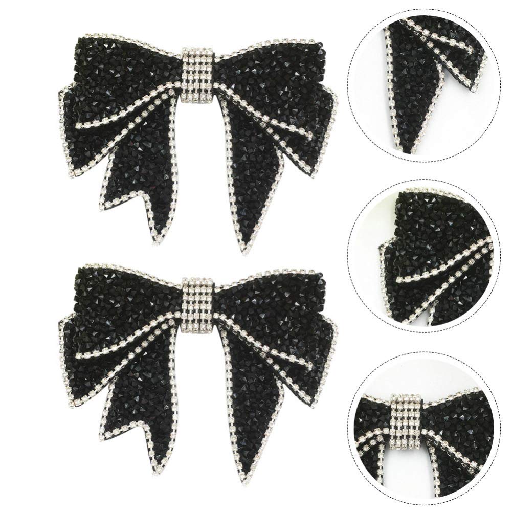Sparkling Rhinestone Bow Shoe Clips - Crystal Bowknot Patches for Hat, Dress & Wedding Shoes - Elegant Pink Shoe Accessories for Bridal, Prom & Party Outfits