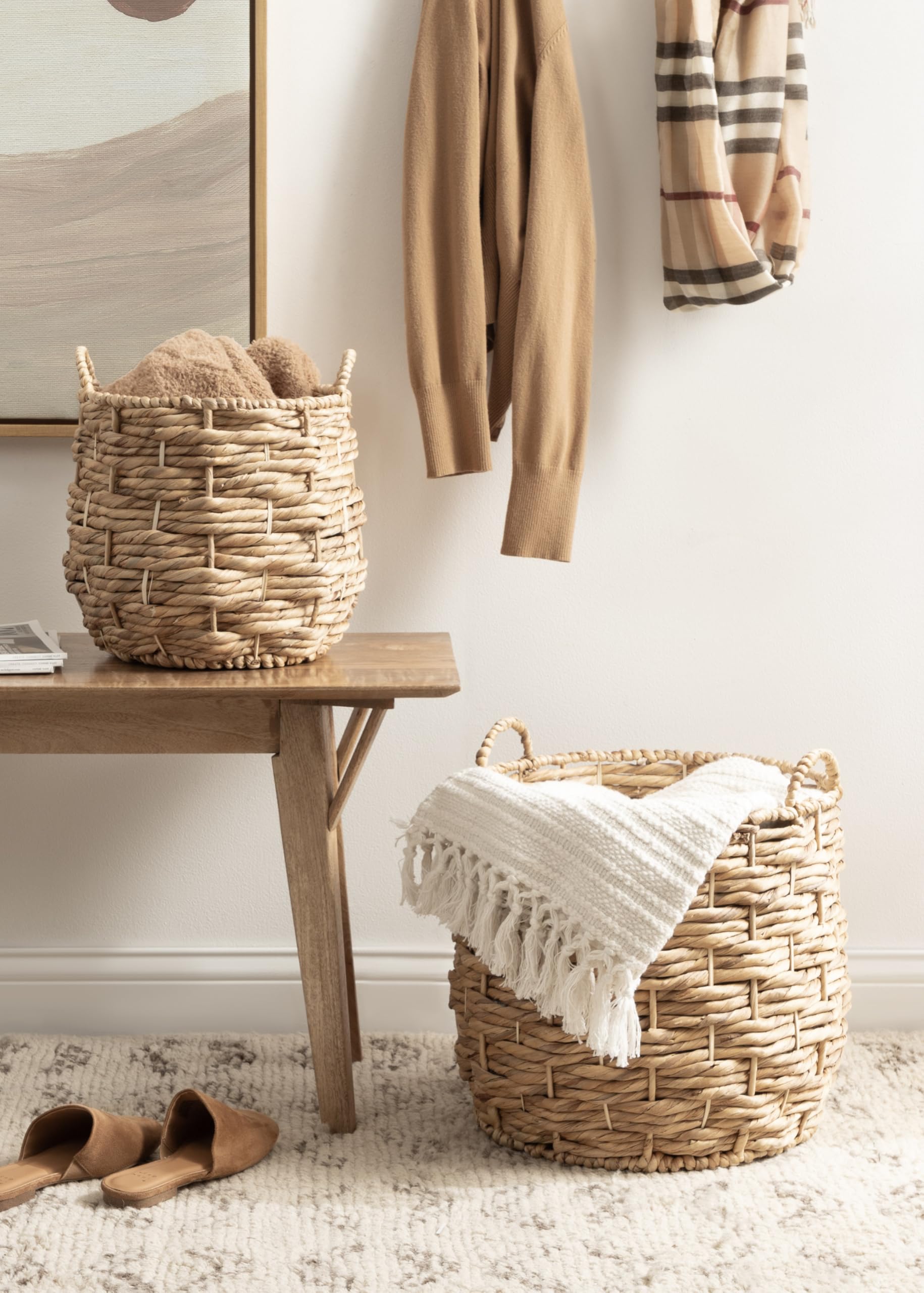 Kate & Laurel Livia Modern 2-Piece Woven Basket Set - 16