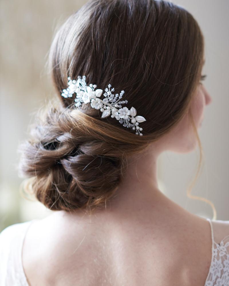 Josette Floral Hair Comb - Elegant Bridal Hair Accessory for Weddings, Prom & Special Occasions
