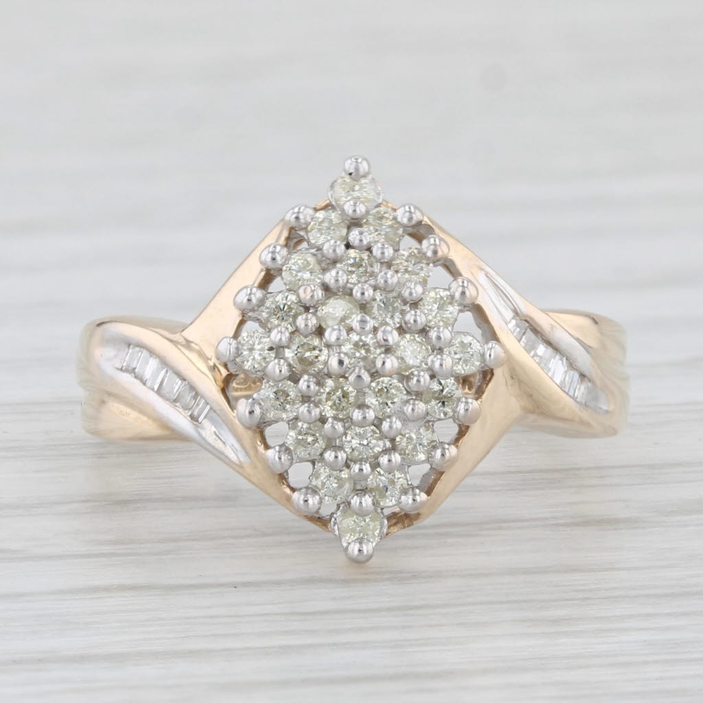 0.43ctw Diamond Cluster Ring in 10k Yellow Gold - Size 7.5 - Perfect for Engagement, Anniversary & Special Occasion Gifts