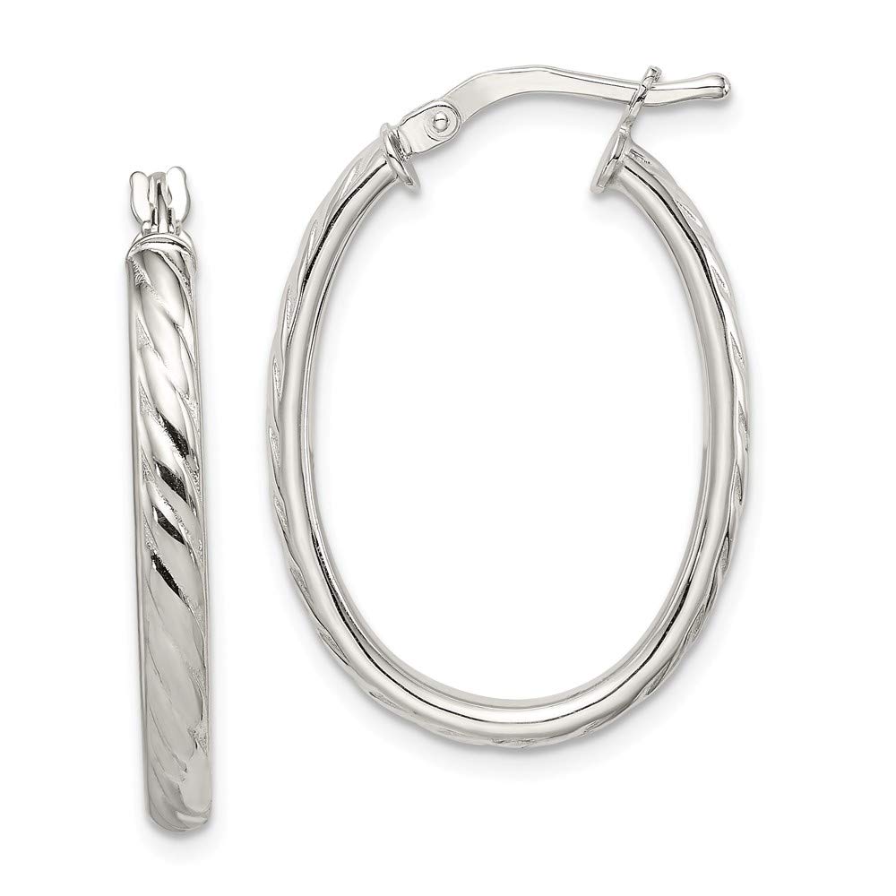 Sterling Silver Textured Hollow Oval Hoop Earrings for Women - Lightweight Dainty Everyday Jewelry - Perfect for Work, Date Night & Casual Outfits