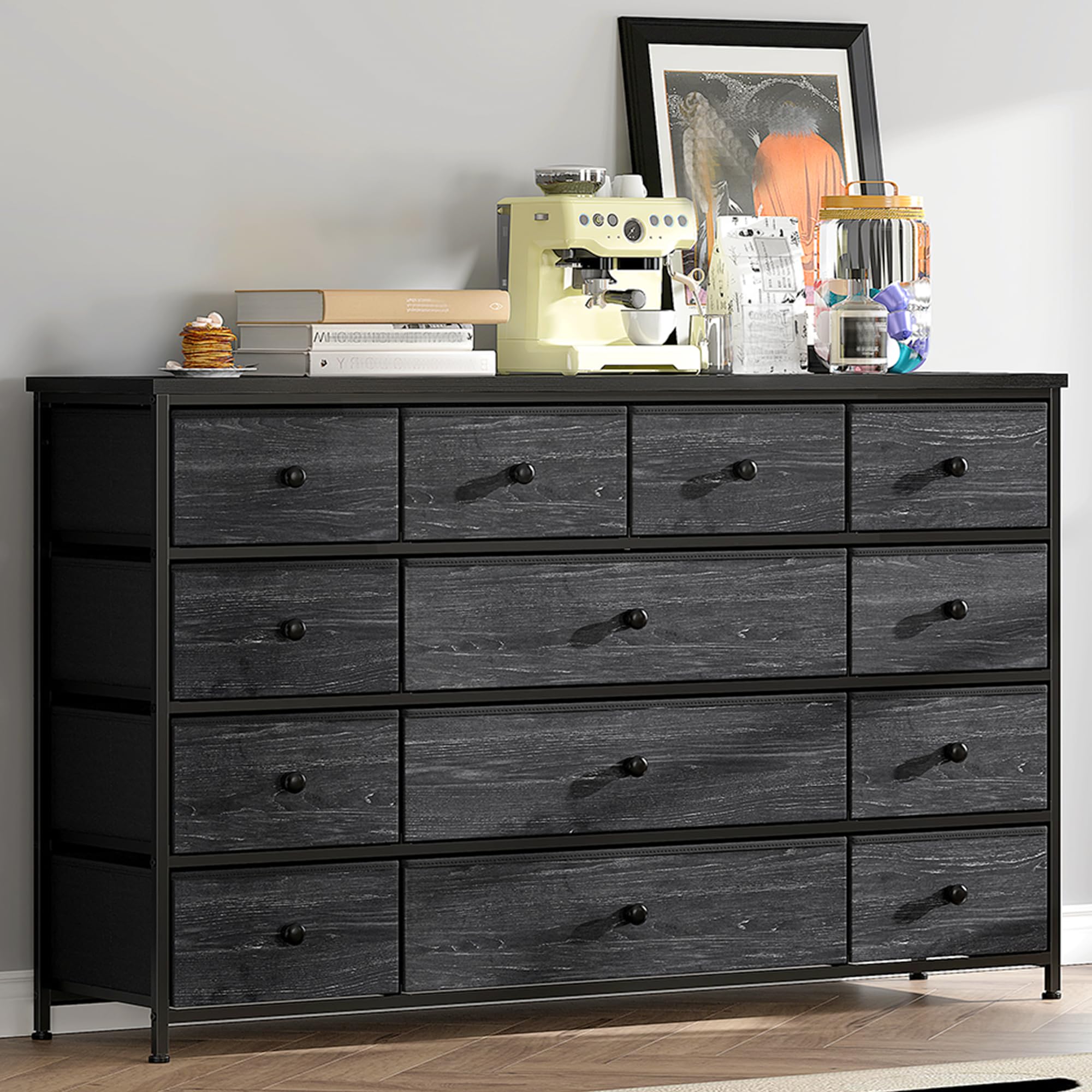 13-Drawer Black Dresser for Bedroom & Closet - 55