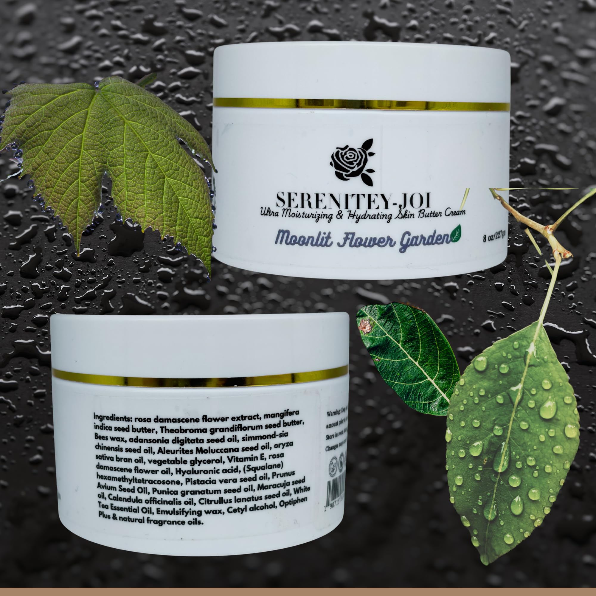 Moisturizing Body Butter Cream with Rose Water, Mango & Cupuacu Butters - Hyaluronic Acid, Squalane & White Tea Extract - 8 oz Deep Hydration for Dry Skin - Perfect for Daily Use, After Shower & Nighttime Skincare Routine