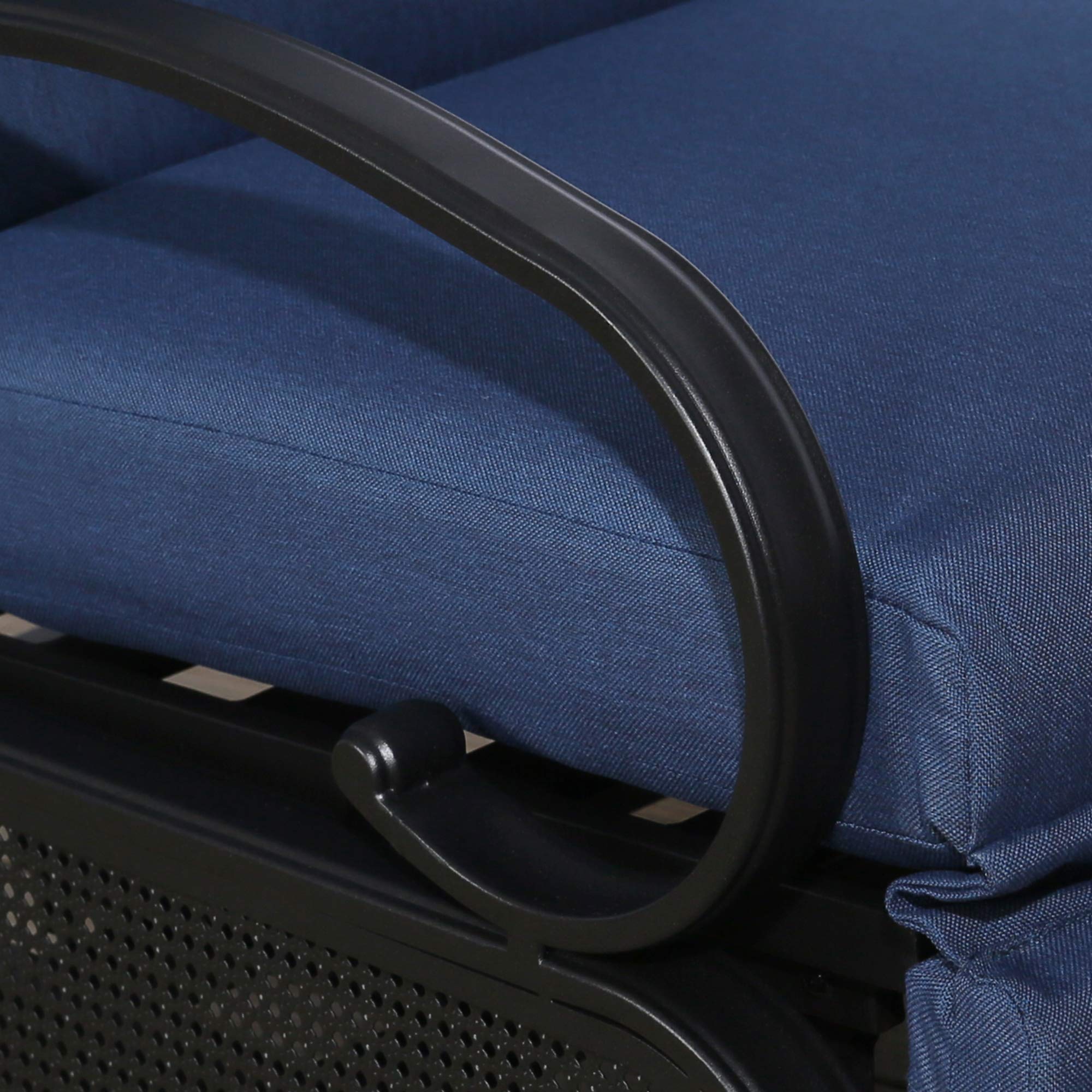 Ulax 2-Piece Adjustable Patio Recliner Chair Set - Outdoor Metal Lounge Reclining Sofa with Thick Cushions (Navy) - Perfect for Poolside, Backyard, Deck & Patio Relaxation