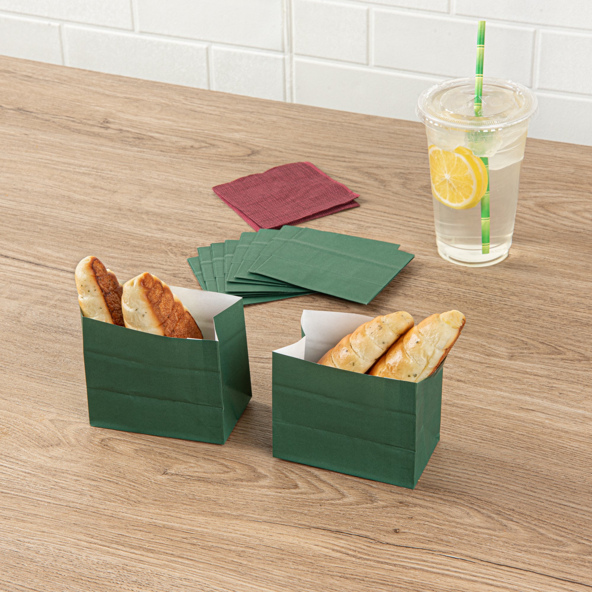 Eco-Friendly Forest Green Paper Snack Bags - 4.25