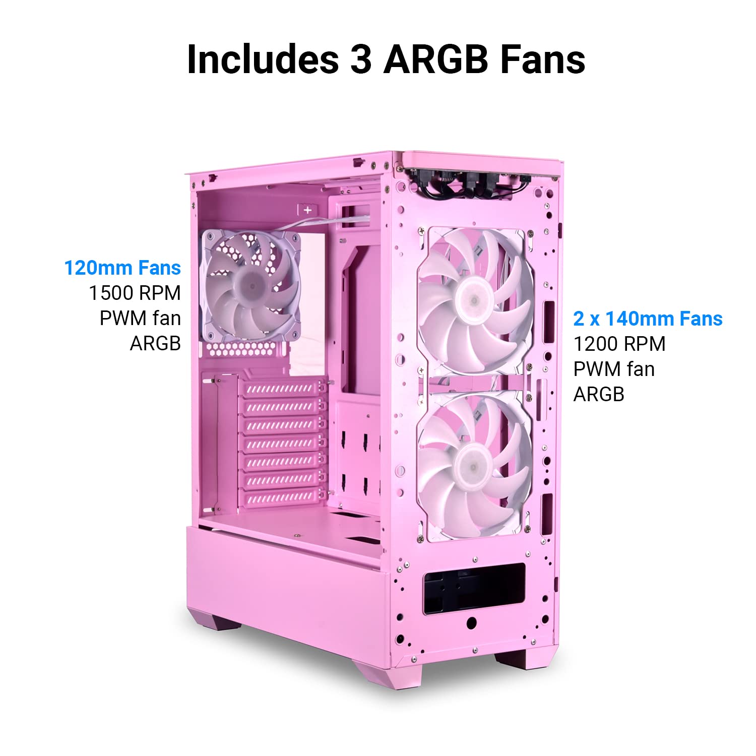 LIAN LI LANCOOL 205 MESH C Pink ATX Mid-Tower PC Case - High Airflow Mesh Front Panel, 3 Pre-Installed ARGB PWM Fans, USB Type-C, Tempered Glass Side Panel - Perfect for RGB Gaming PC Builds & High-Performance Cooling Systems