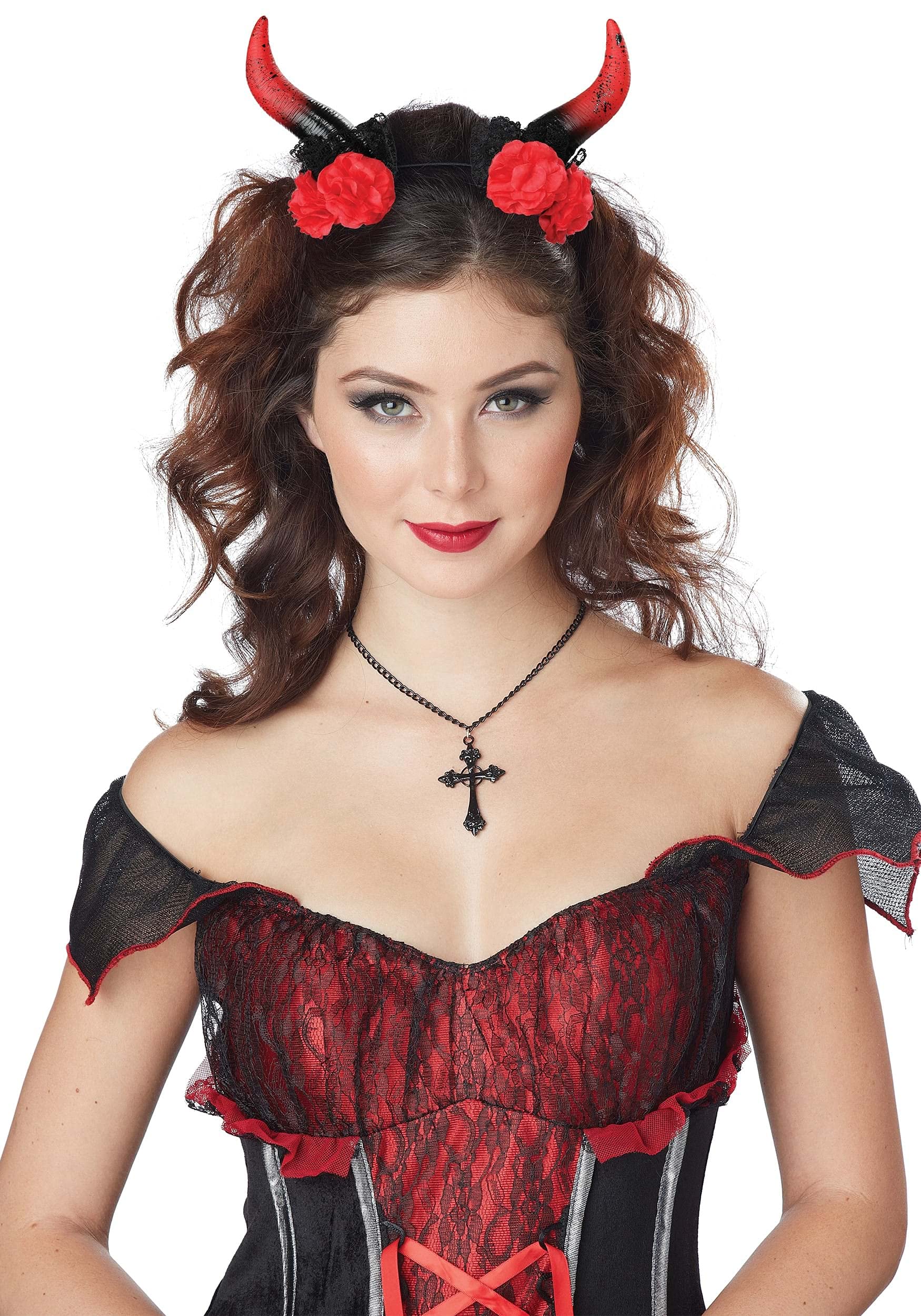 California Costumes Enchantress Devil Horns Rose Headband - Gothic Halloween Cosplay Accessory for Women, Party Costume, LARP & Theatrical Performances