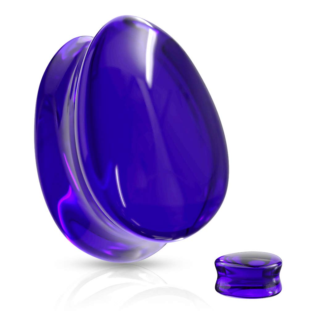 Tear Drop Glass Double Flared Saddle Plugs - Stylish Jewelry for Stretching