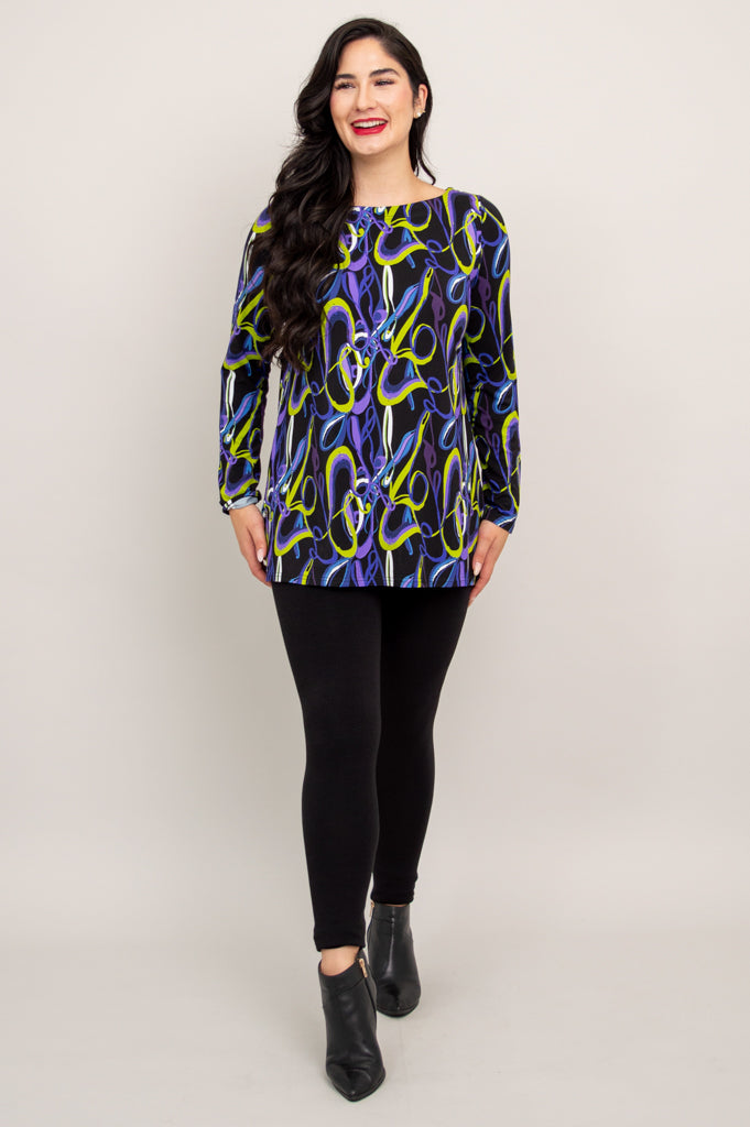 Cheerful Floral Tunic Top - Soft Bamboo Fabric - Women's Casual Blouse for Summer Outfits & Beach Vacations