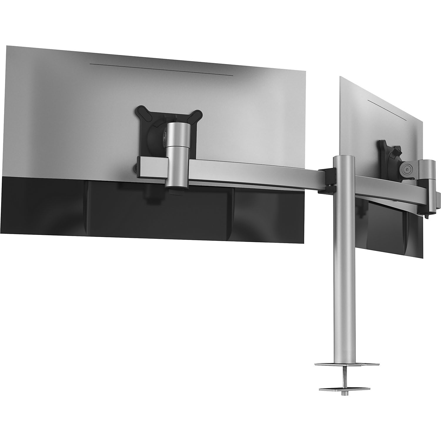 Durable Dual Monitor Mount Stand for 2 Screens 21-27 Inch - Adjustable Height, Tilt & Rotation - VESA 75/100 Compatible - Ergonomic Desk Clamp with Through Bolt - Perfect for Home Office, Gaming Setup & Workspace Productivity