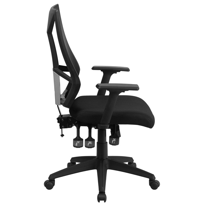 FLASH Ivan High Back Black Mesh Ergonomic Office Chair with Adjustable Arms - Swivel Task Chair for Home & Office Workspace, Gaming, and Computer Desk Use