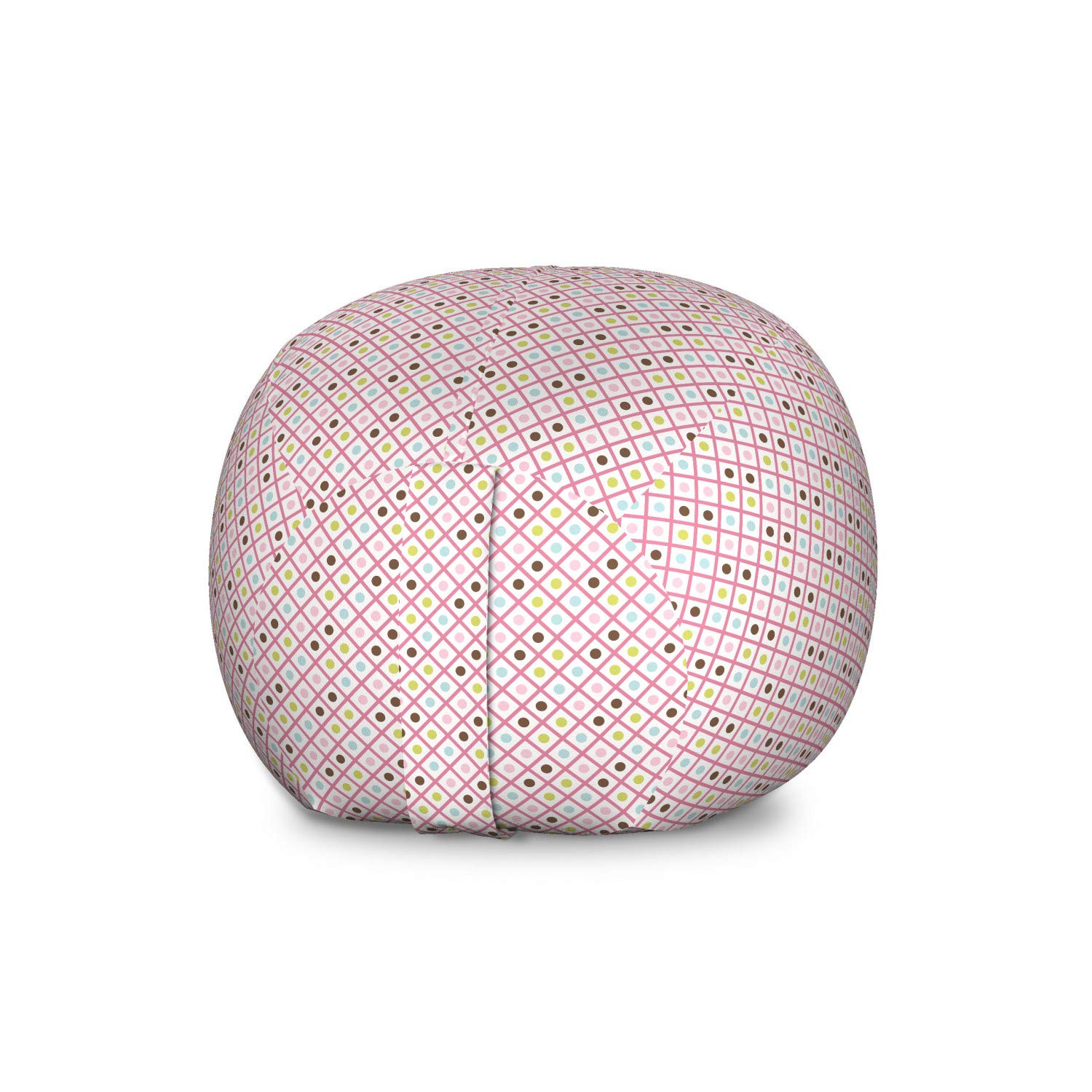 Ambesonne Large Washable Storage Toy Bag Chair - Brown and Green Dots in Squares Design, Stuffed Animal Organizer for Kids Room, Nursery or Playroom - Durable Fabric, Easy to Clean, Perfect for Organizing Toys, Blankets or Clothes