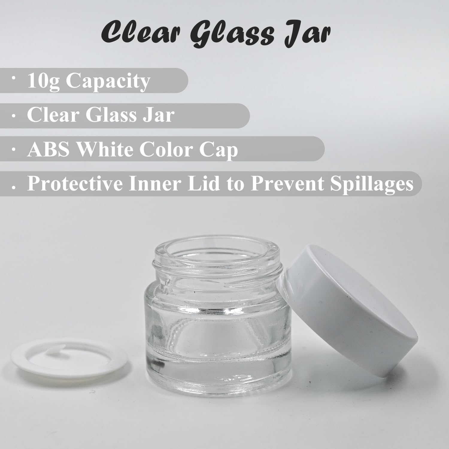 10g Round Empty Glass Cosmetic Jars with White Lids - Perfect for Creams, Balms, Face Scrubs & Body Lotions | Reusable Travel-Friendly Containers for DIY Skincare & Beauty Products