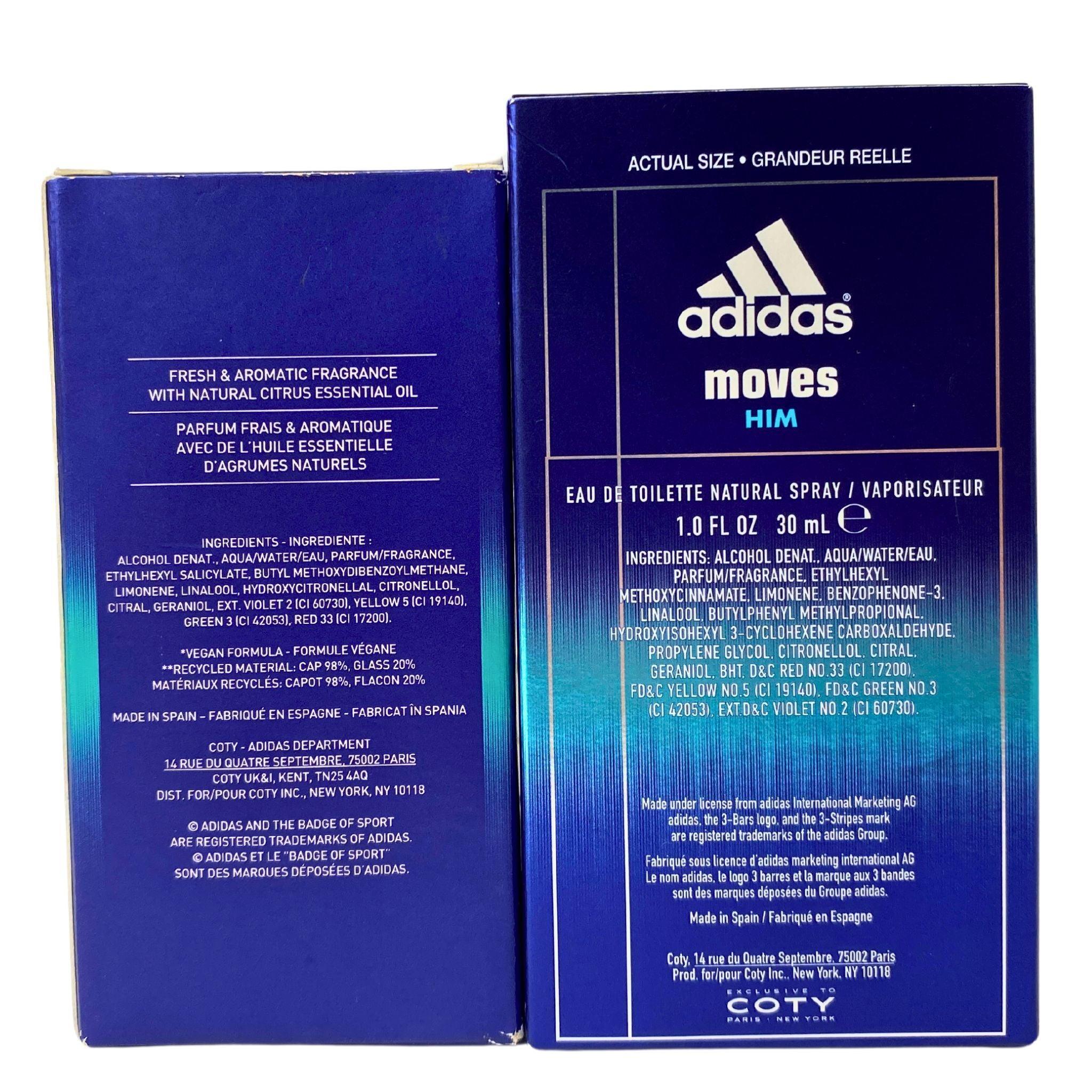 Adidas Moves Him Eau De Toilette Natural Spray for Men - 1 oz (80 Pcs Bulk Lot) | Fresh Cologne Gift Set for Daily Wear, Gym & Night Out
