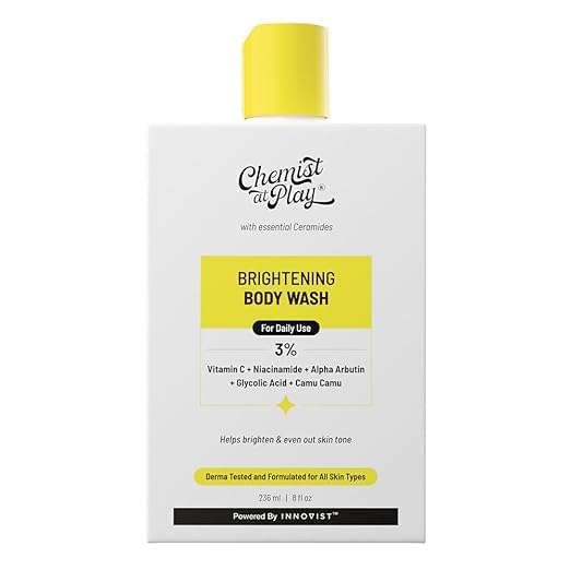 Brightening Body Wash with Vitamin C & Alpha Arbutin - Glowing Skin Bodywash for Dark Spot Reduction & Even Skin Tone - 30X Vitamin C & Camu Camu Extract - Unisex Hydrating Shower Gel (236ml) - Perfect for Daily Skincare Routine & Post-Workout Refreshment