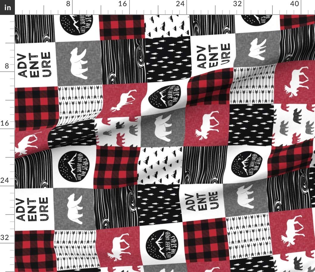 Adventure Buffalo Plaid Woodland Patchwork Fabric - Printed on Petal Signature Cotton for Quilting, Sewing & Crafts | Fat Quarter Cheater Quilt Wholecloth | Perfect for DIY Apparel, Home Decor & Gift Making