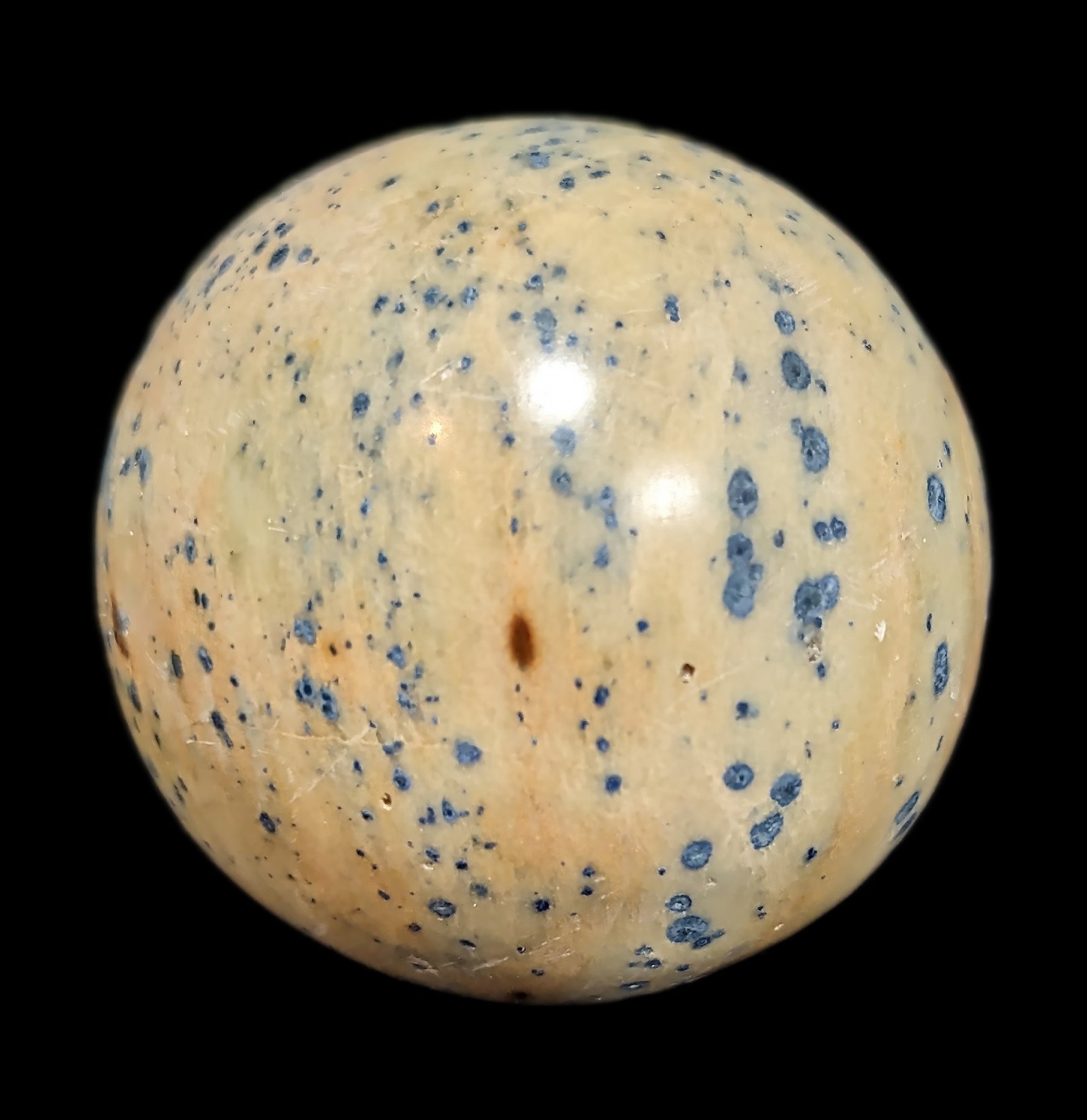Natural Blue Dalmatian Stone Sphere - Healing Crystal for Meditation, Reiki, and Home Decor - Perfect for Spiritual Gifts and Energy Balancing