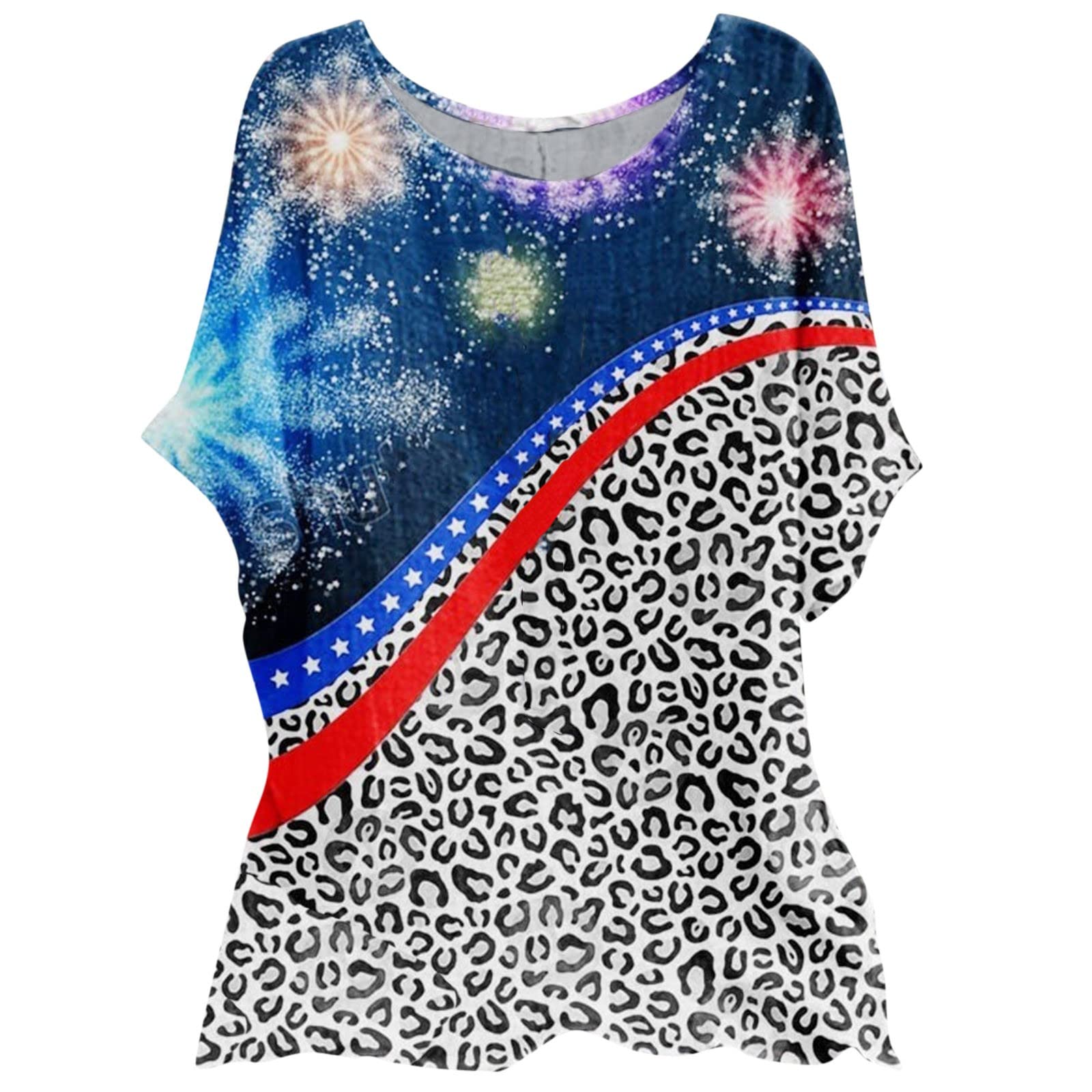 Stylish Independence Day Print Oversized T-Shirt for Women - Casual Round Neck Tee for Workout & Everyday Wear | Patriotic Holiday, Fitness & Lounge Outfit
