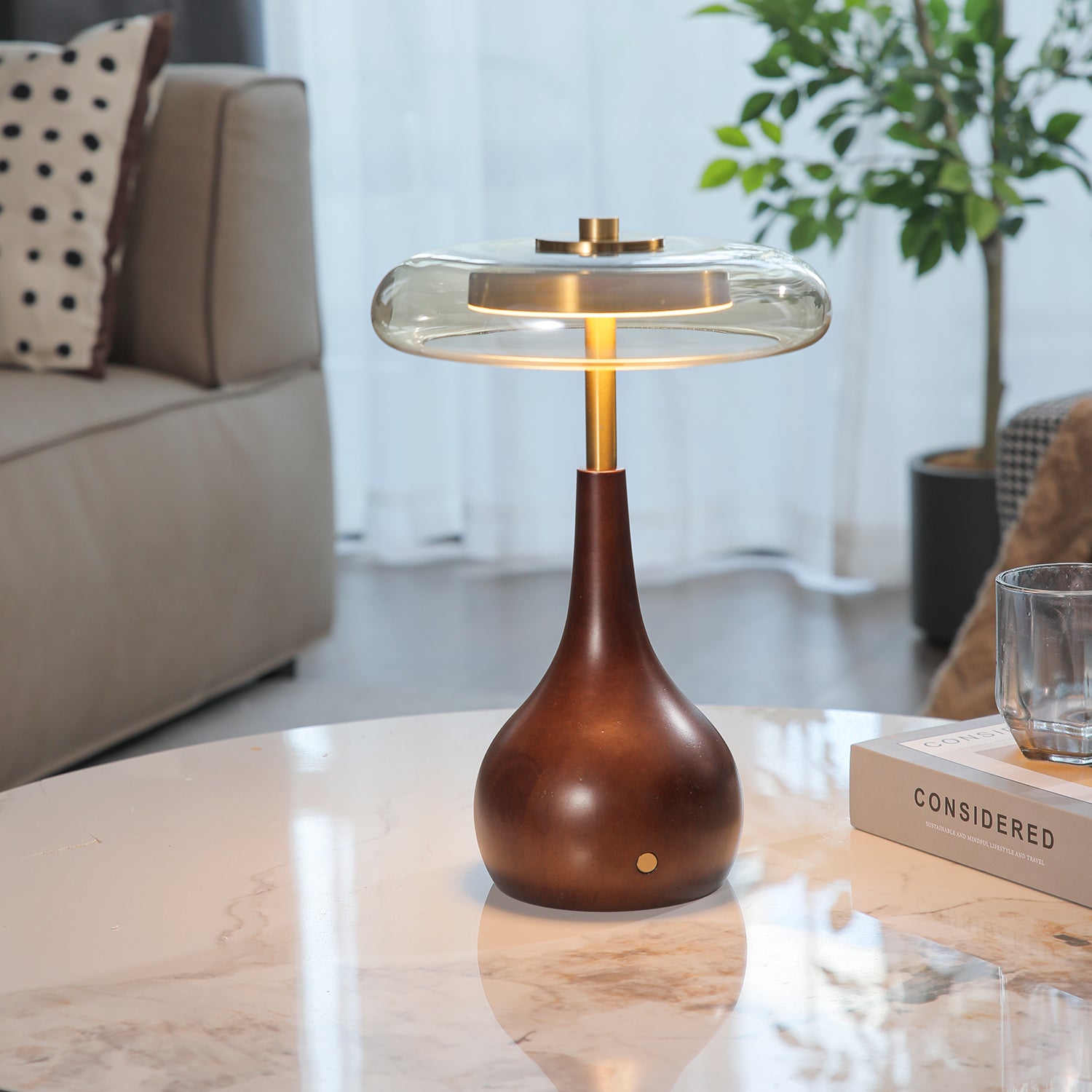Theo Table Lamp - Modern LED Nightstand Lamp with USB Port, Touch Control, 3 Color Temperatures - Perfect for Bedroom, Living Room, Office & Study Desk Lighting