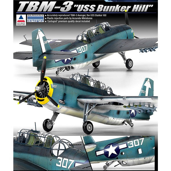 1/48 Scale TBM-3 Avenger Model Kit - USS Bunker Hill WWII Aircraft - Detailed Plastic Model for Collectors & Hobbyists - Perfect for Display, Military History Enthusiasts & Scale Model Building Projects