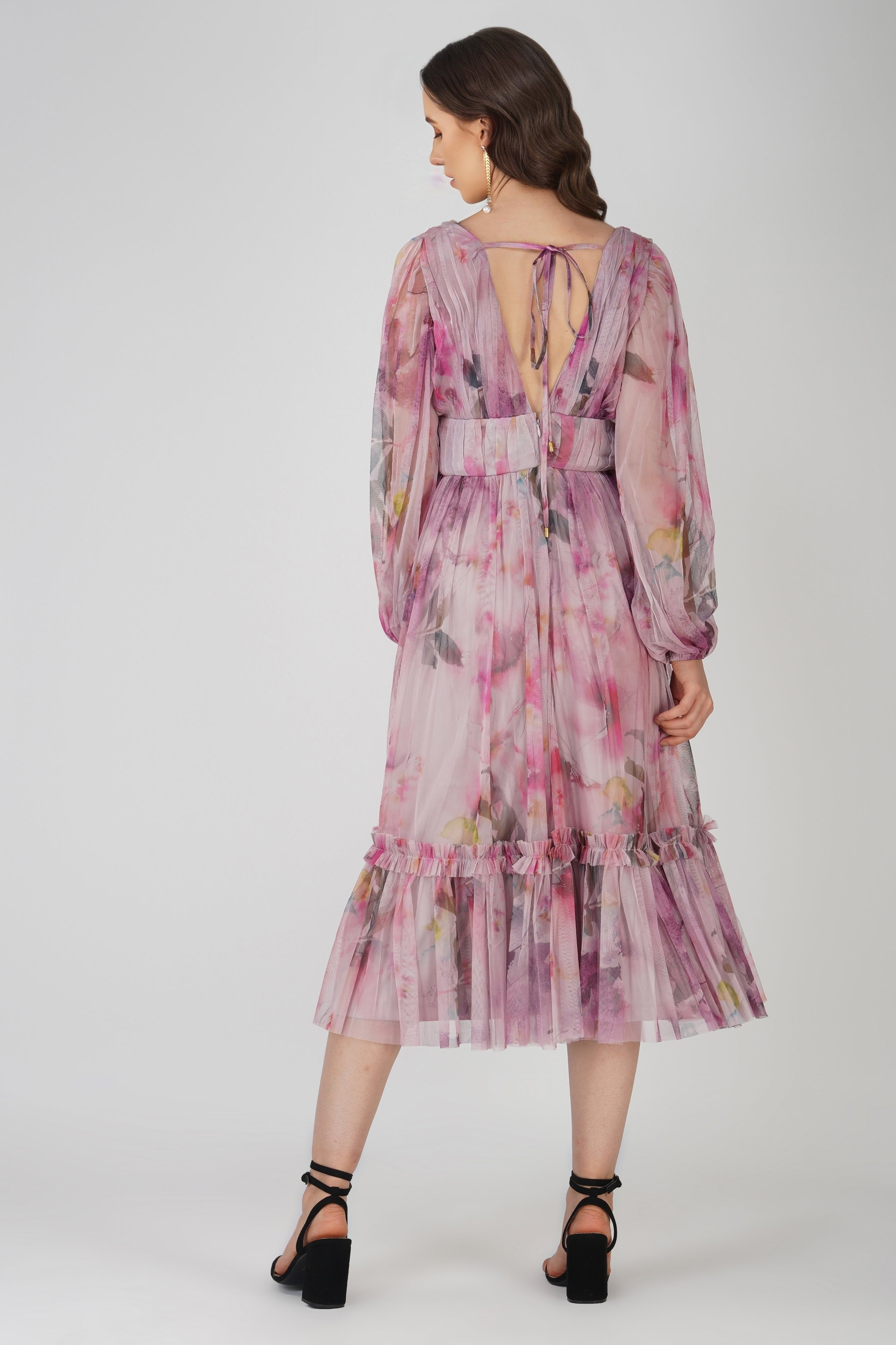 Rachel Purple Printed Midi Dress - Floral Summer Dress for Women | Perfect for Beach Vacation, Date Night & Office Wear