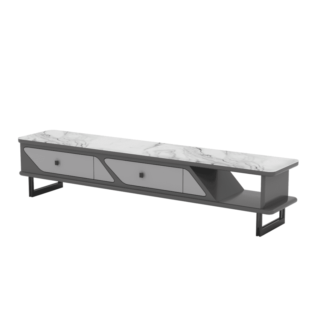 Harper Marble Tech TV Stand 200cm - Modern Entertainment Center with Storage for Living Room, Bedroom & Home Theater