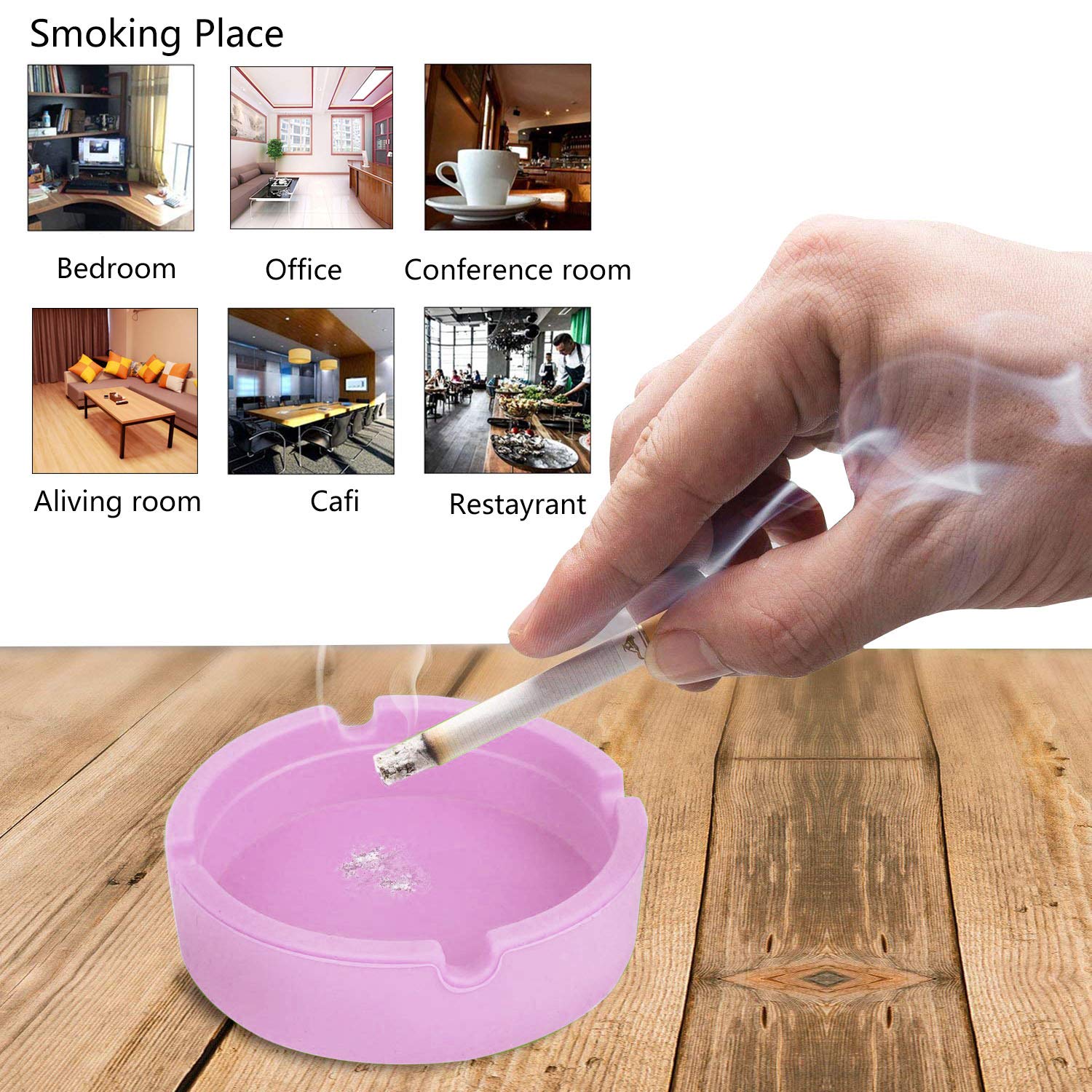 InnoLife Glow in The Dark Silicone Ashtray - Heat Resistant, Round, Luminous (3 Pack) - Perfect for Smoking, Camping, and Outdoor Use