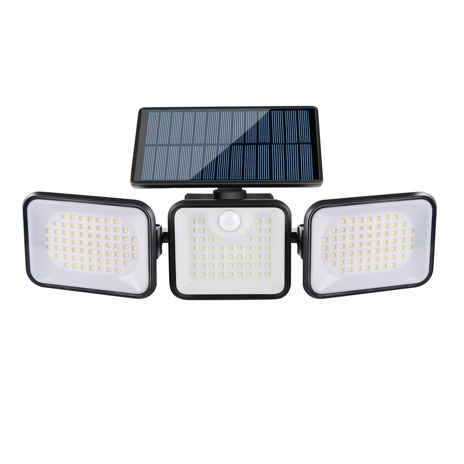 ELIMUH Solar Flood Lights Outdoor - Motion Sensor Security Lights with 3 Adjustable Heads (270° Wide Angle), IP65 Waterproof, Wireless Wall Light for Porch, Yard, Garage - Perfect for Home Security and Landscape Lighting