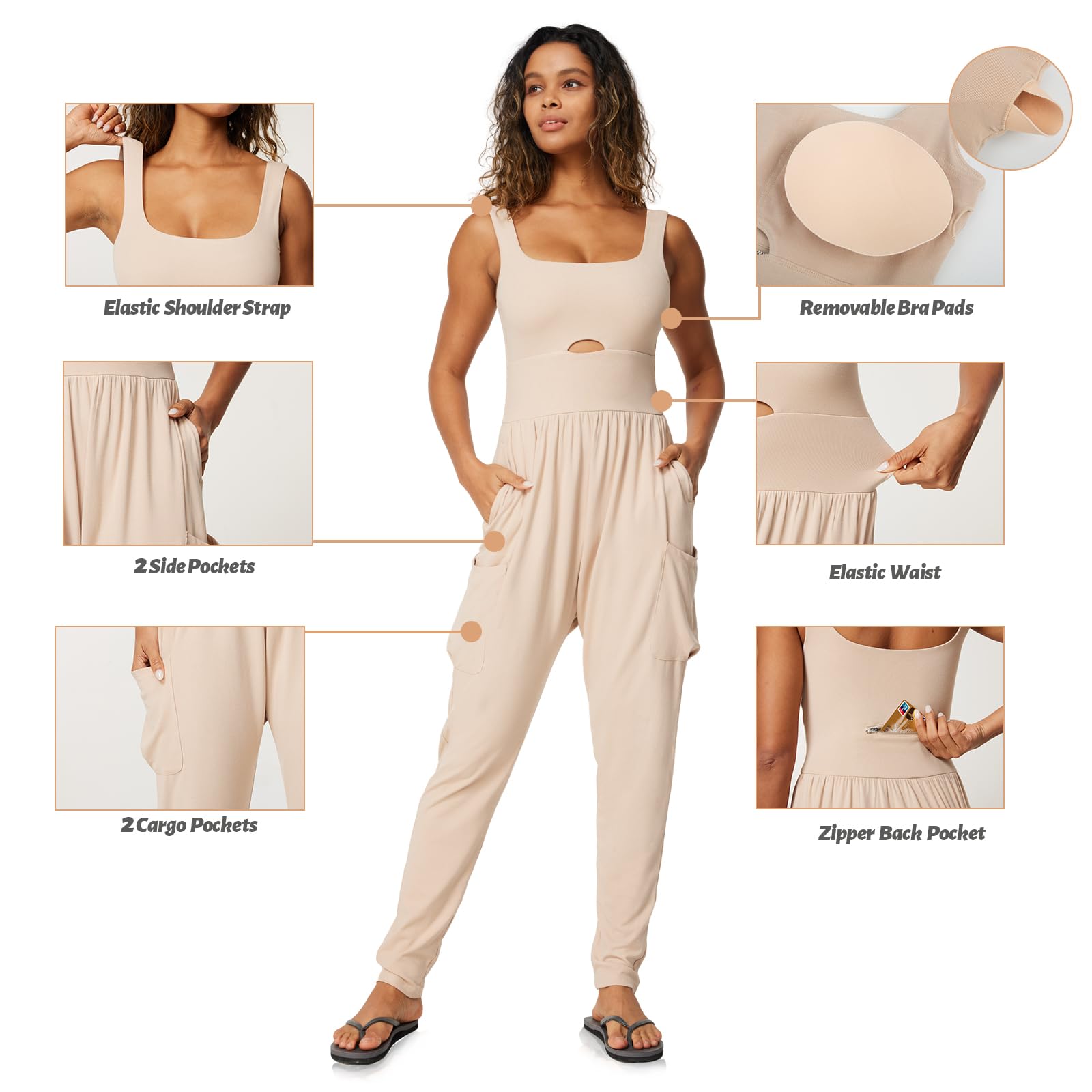 Women's Casual Summer Jumpsuit - Sleeveless Loose Romper with Pockets | Yoga Harem Overalls for Outdoor Activities, Beach Wear & Lounge Comfort