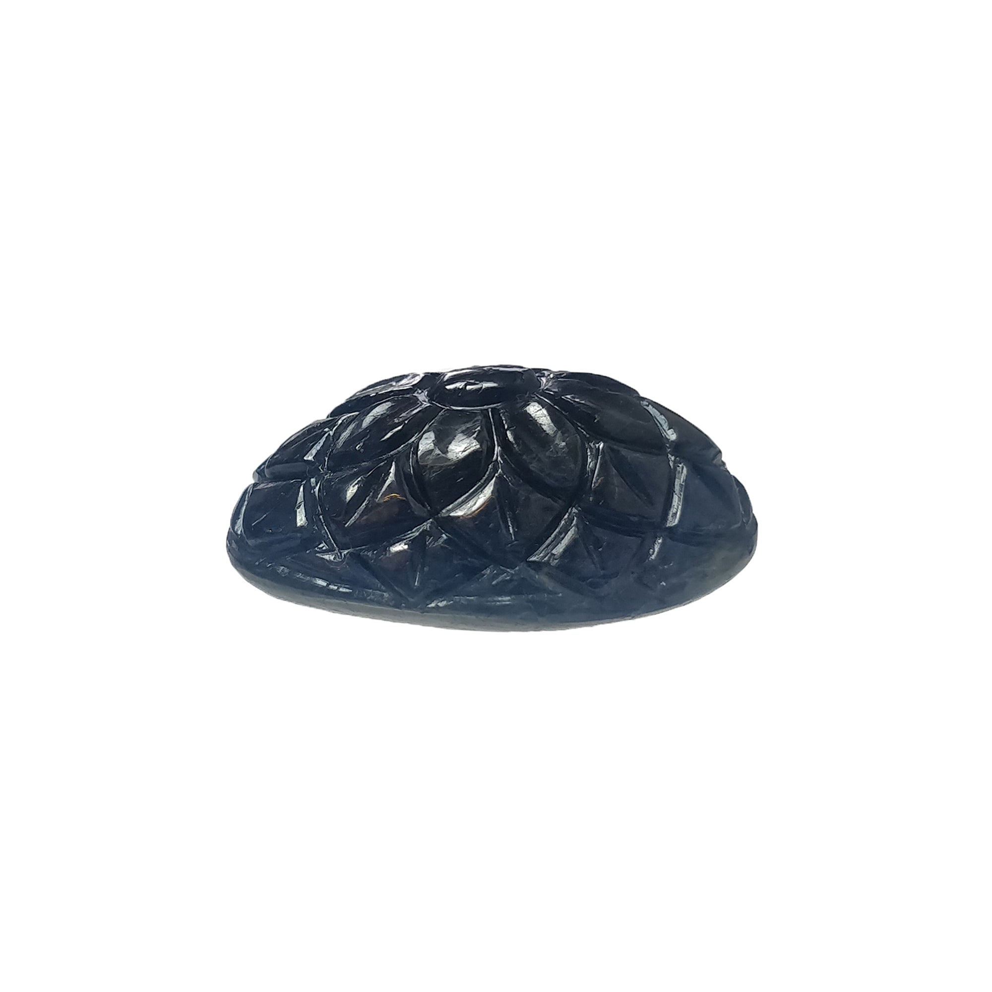 Natural Blue Sapphire Gemstone Carving - 49.20cts Untreated Oval Hand-Carved Sapphire (26x18mm) for Jewelry Making, Engagement Rings & Luxury Gifts