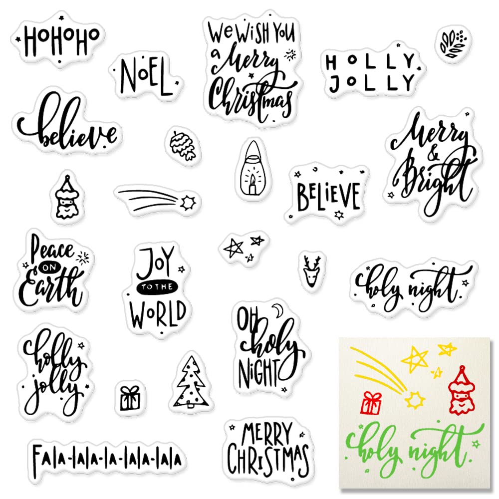 Christmas Clear Stamps for Card Making - Xmas Theme Silicone Stamps with Holiday Blessings for DIY Scrapbooking, Embossing, Paper Crafts, Greeting Cards & Album Decoration - Perfect for Holiday Gifts & Handmade Christmas Cards