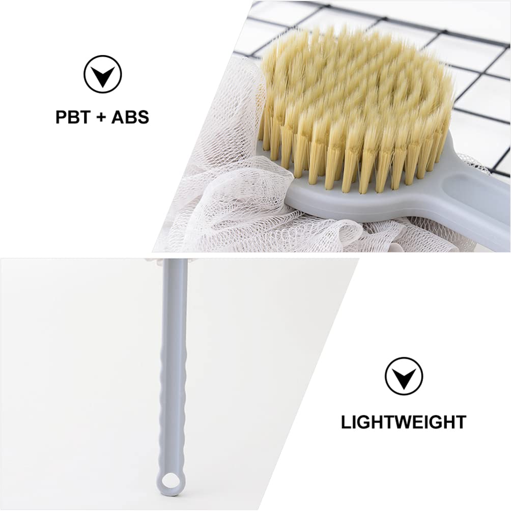 Double Sided Bath Brush with Long Handle - Exfoliating Back Scrubber for Shower, Body Wash & Massage - PBT Loofah Sponge for Men & Women - Perfect for Deep Cleaning & Relaxing in Bath or Shower