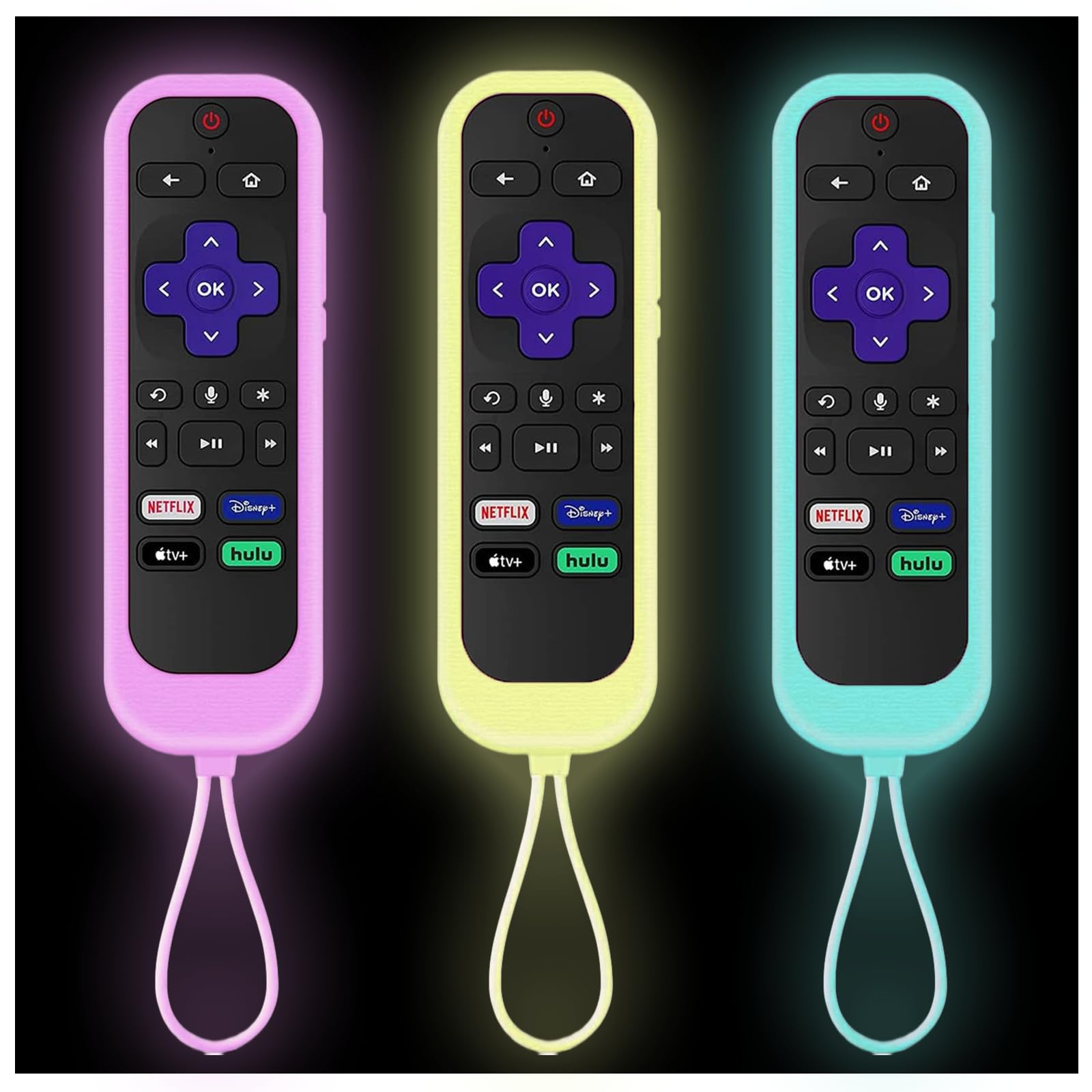 3Pack Silicone Remote Cover for Roku TV - Universal Fit for Roku Express/Stick+ - Home Theater Protection