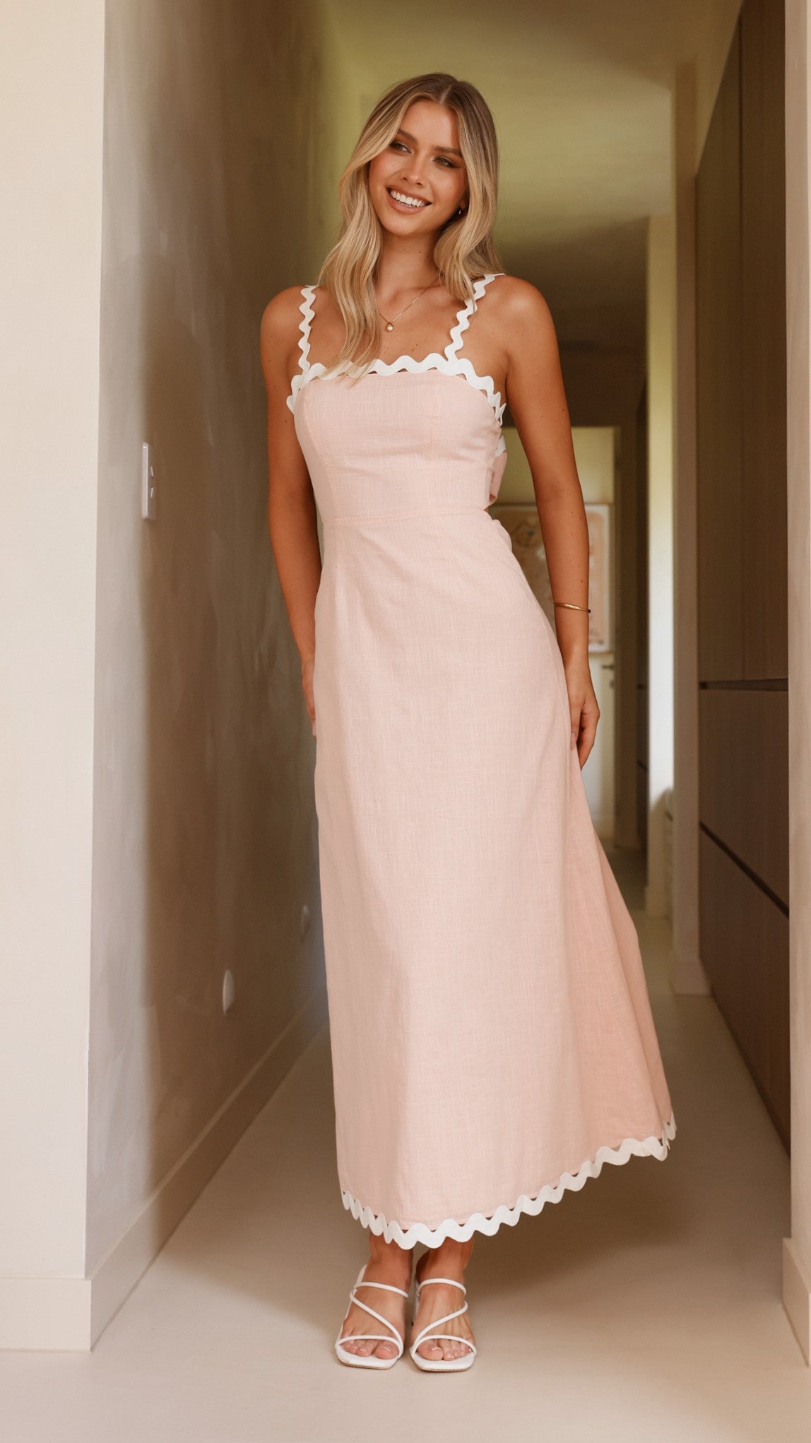 Fiora Women's Maxi Dress in Pink - Flowy Long Summer Dress for Beach, Vacation & Casual Wear