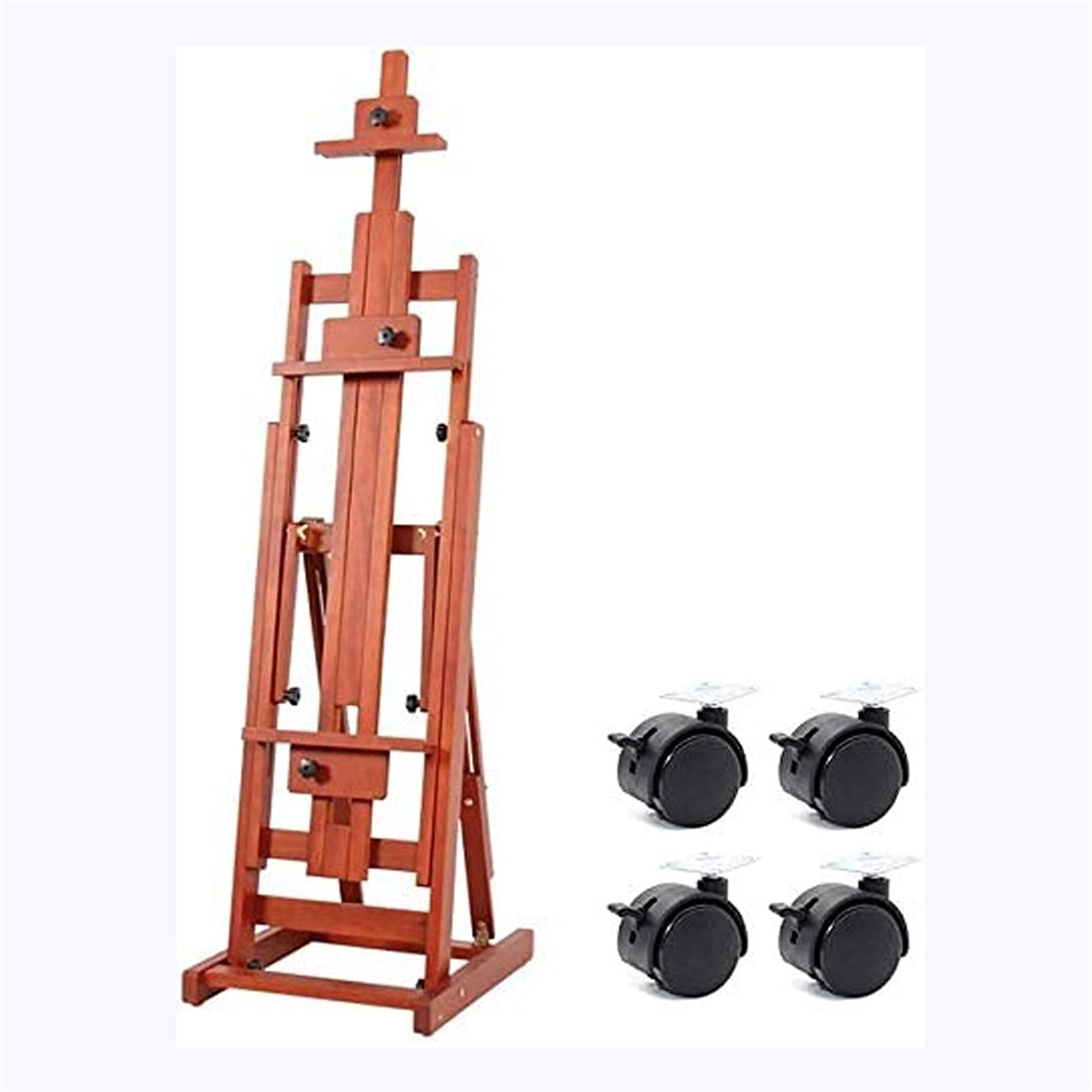 Professional Beechwood Artist Easel with Wheels - Adjustable Painting Canvas Display Stand for Studio & Indoor Use - Perfect for Artists, Students & Hobbyists - Ideal for Oil, Acrylic & Watercolor Painting