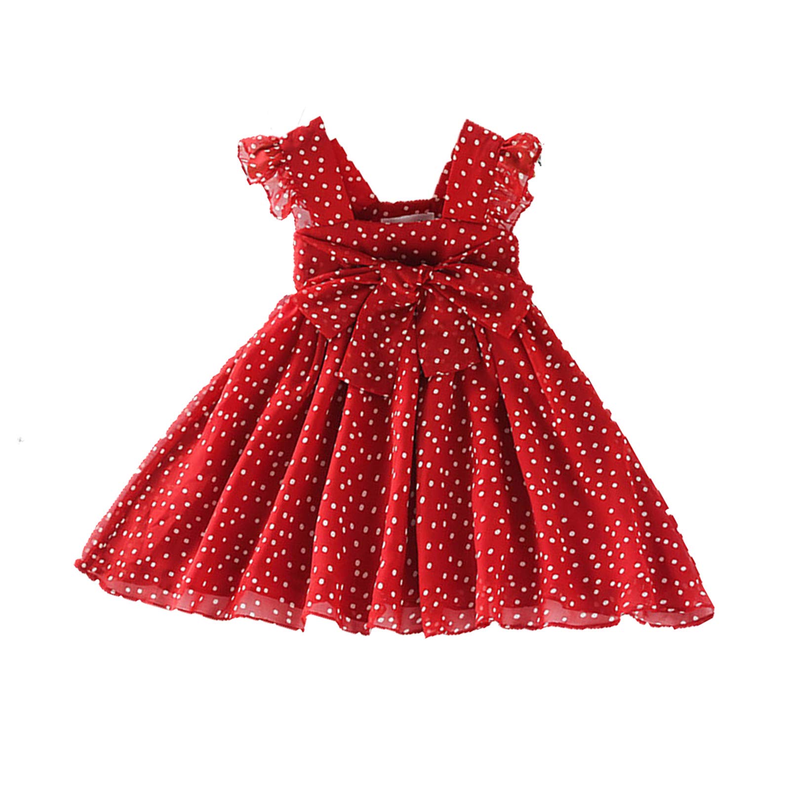 **Adorable Toddler Girl Summer Dress - Western Style Polka Dot Sleeveless Princess Dress with Bowknot | Perfect for Parties, Photos & Outdoor Play**