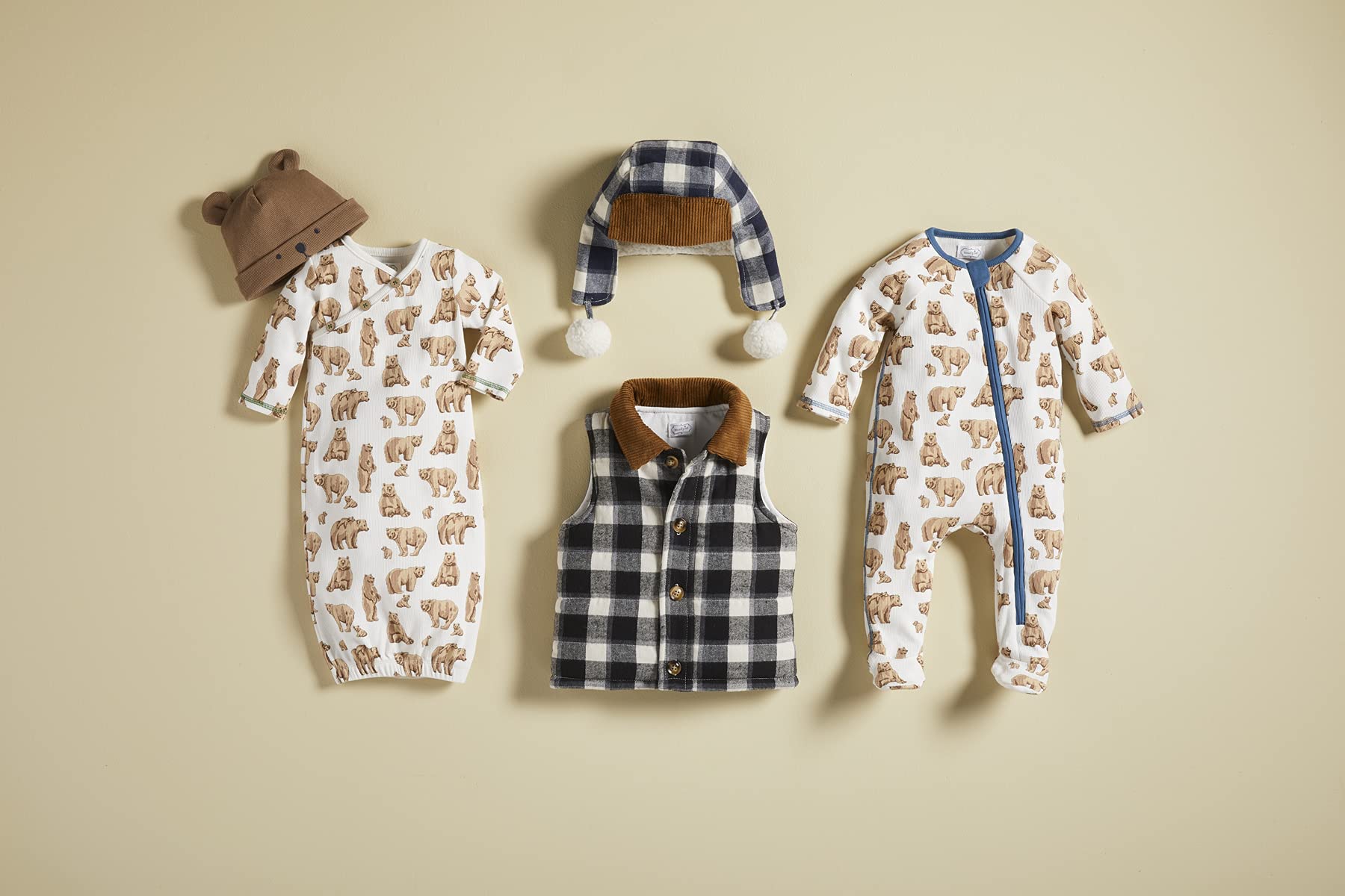 Mud Pie Baby Boys' Bear Print Footed Pajamas - Soft & Cozy Sleepwear for Infants & Toddlers - Perfect for Nursery, Bedtime & Winter Wear