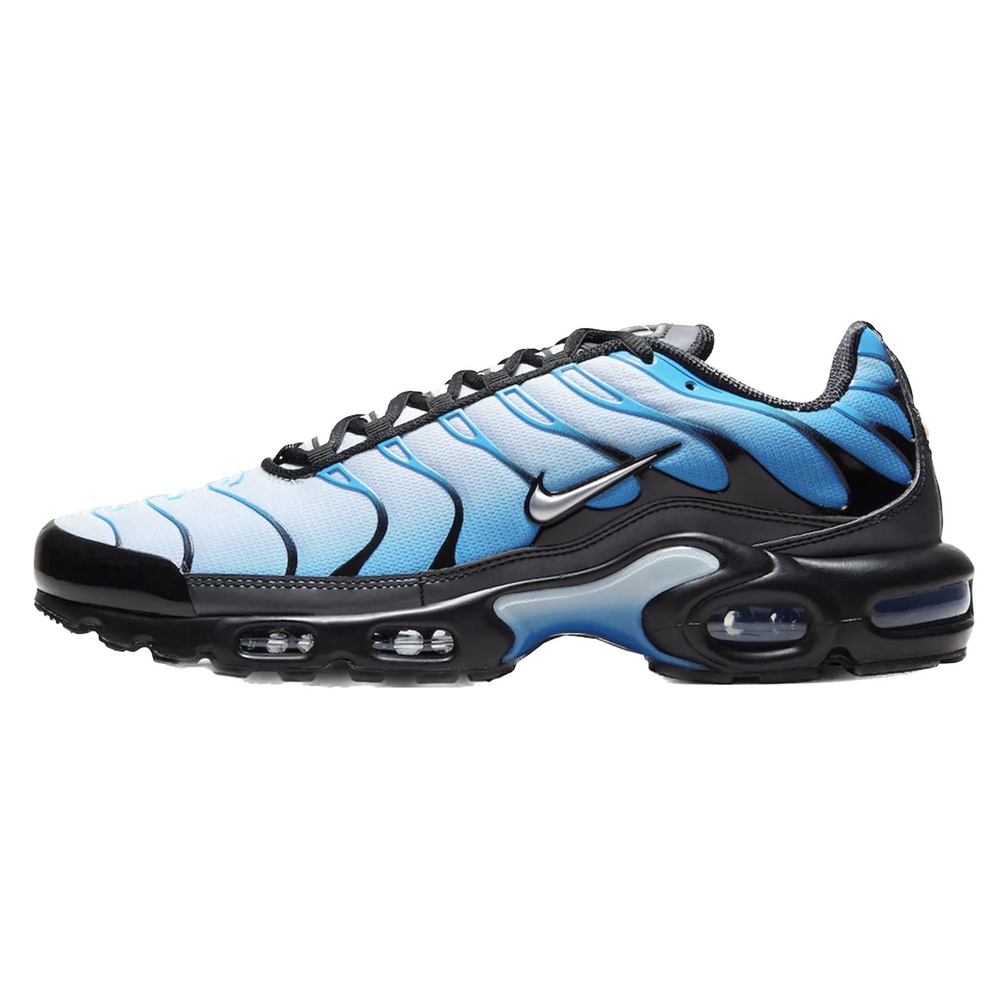 Nike Air Max Plus Running Shoes - Blue Gradient, Black & Metallic Silver for Men - Comfortable Sneakers for Jogging, Gym & Casual Wear