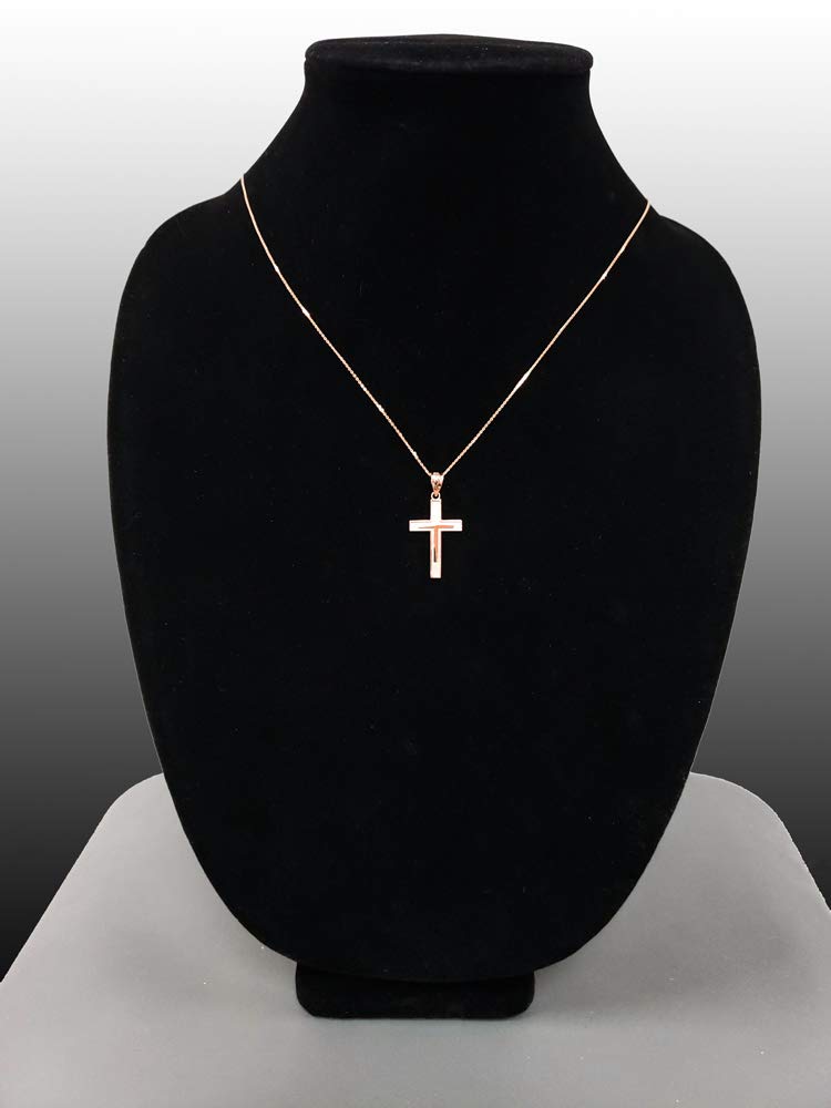 14K Rose Gold Cross Pendant Necklace for Women - Dainty Religious Jewelry Gift for Baptism, Confirmation & Everyday Wear