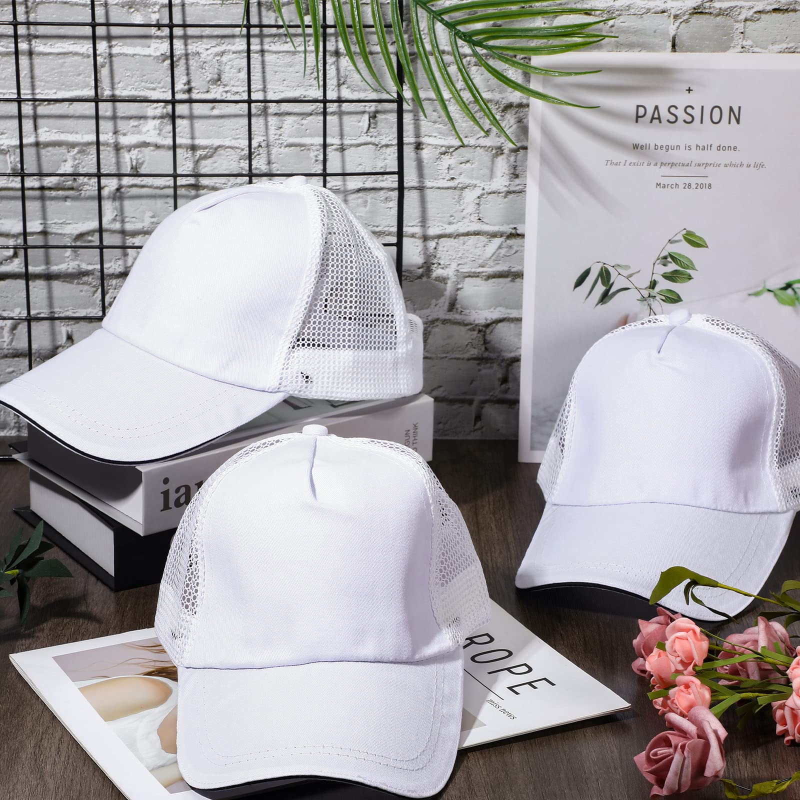50 Pcs Bulk Blank Sublimation Trucker Hats - Adjustable Snapback Baseball Caps for Men & Women | Customizable Unisex Hats for Sports, Events & Promotions