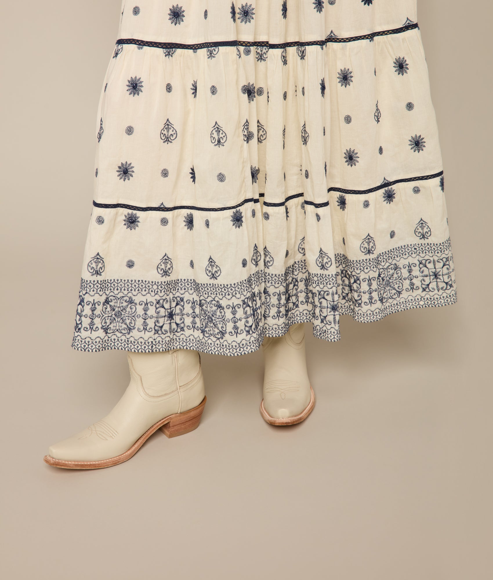 Charlotte Tiered Dress - Off White | Elegant Flowy Midi Dress for Women | Perfect for Weddings, Parties & Summer Outfits