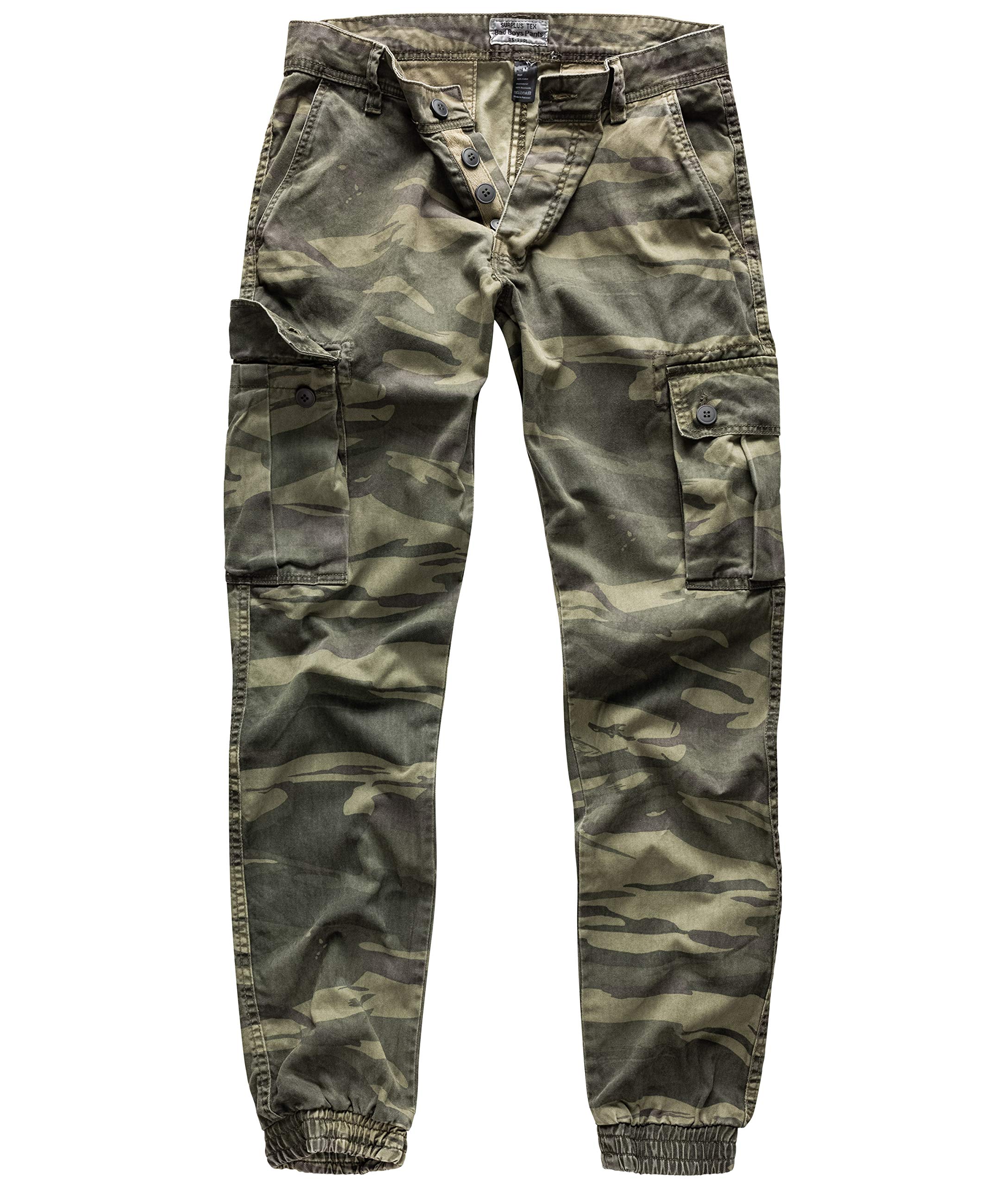 Men's Bad Boys Tactical Pants - Green Camo Military Surplus Cargo Pants for Outdoor Hunting & Airsoft | Durable Workwear & Adventure Gear