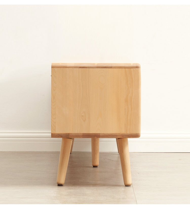 Solid Beech Wood TV Stand - Rustic Forest Style Media Console for Living Room, Bedroom & Home Theater