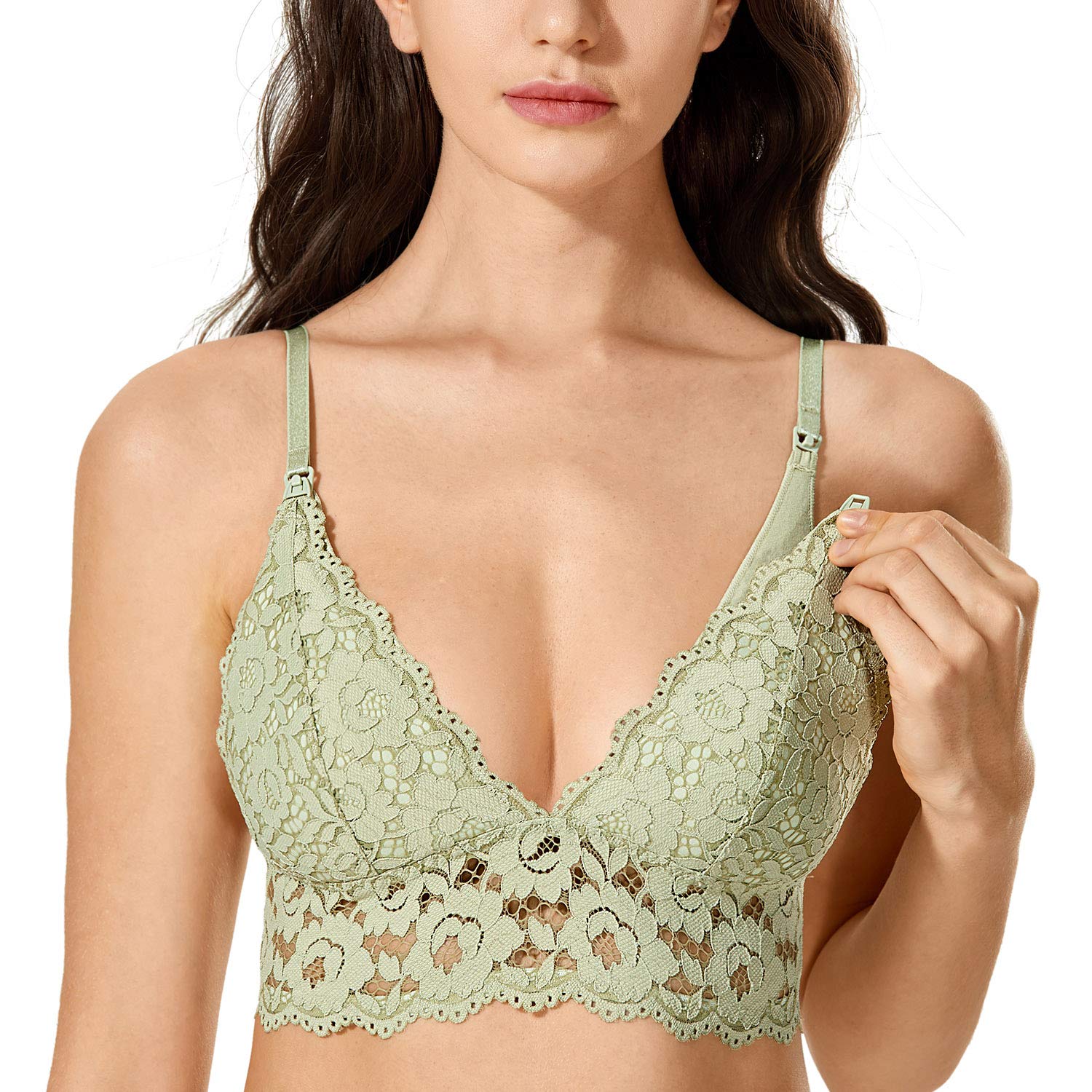 MOMANDA Women's Lace Nursing Bra - Wireless Padded Maternity Bralette for Breastfeeding - Comfortable & Cute Design for Pregnancy, Nursing & Everyday Wear