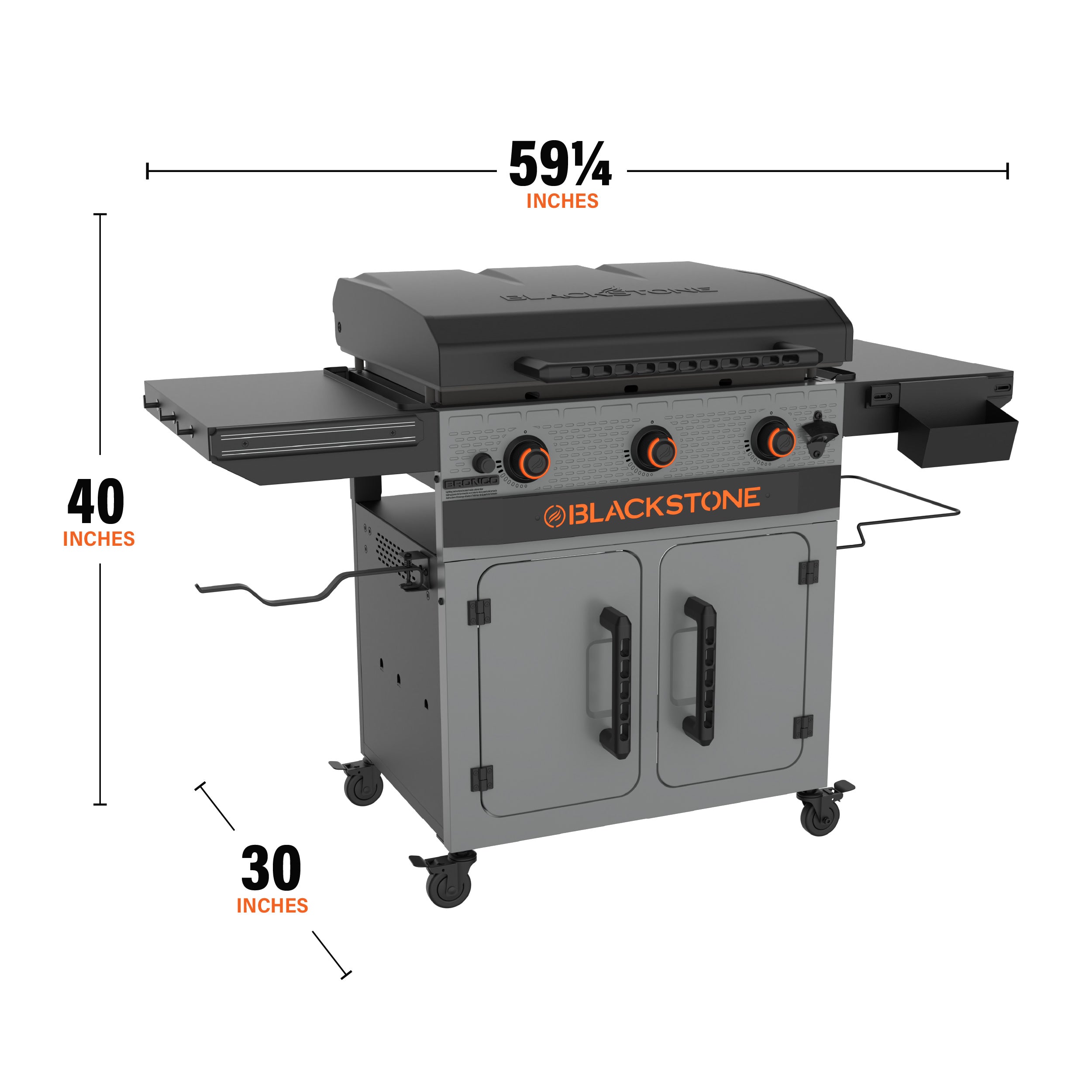 Bronco 28 XL Griddle with Cabinet - Heavy Duty Outdoor Flat Top Grill for Camping, Tailgating & Backyard BBQs - Stainless Steel Commercial Griddle with Storage