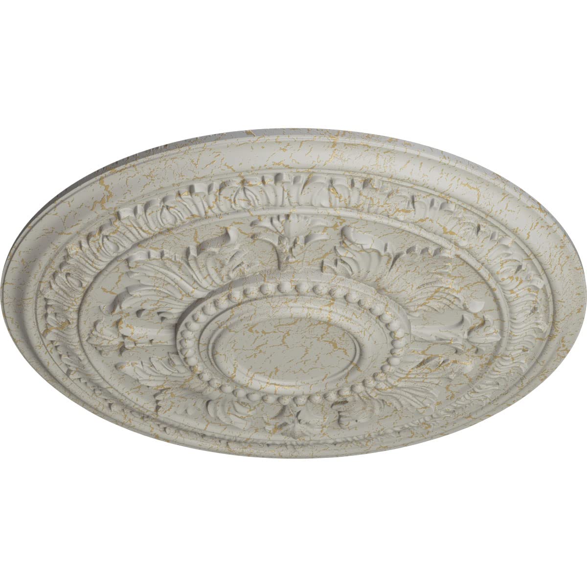 Ekena Millwork CM30TEPCC 30 5/8 Inch Round Tellson Ceiling Medallion - Hand-Painted Pottery Cream Crackle Finish, 2 1/2 Inch Projection, Fits 6 3/4 Inch Canopies - Perfect for Dining Room, Foyer & Bedroom Ceiling Decor