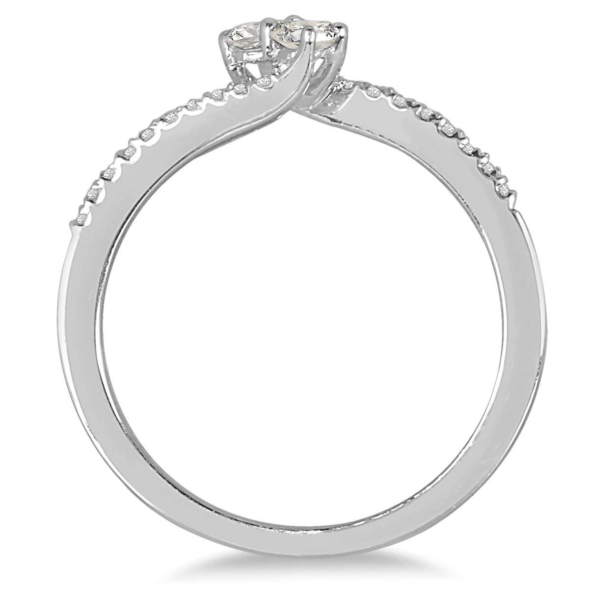 AGS Certified 1/4 Carat TW Two Stone Diamond Ring in 10K White Gold - Elegant Wedding Band & Anniversary Gift for Her