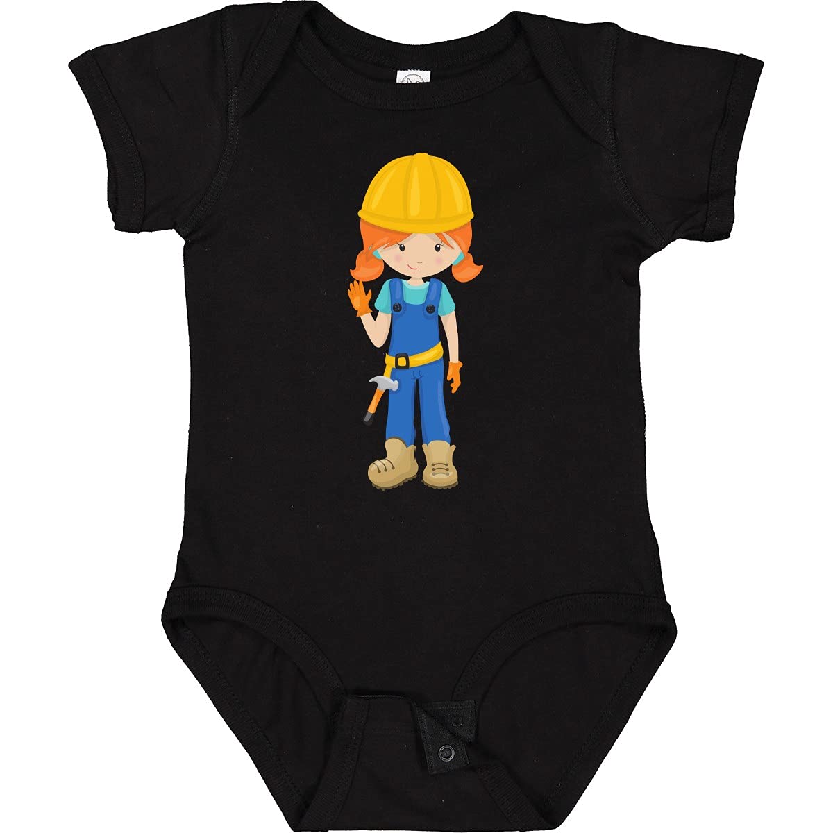 Inktastic Construction Girl Baby Bodysuit - Orange Hair Cute Design for Toddlers & Infants - Perfect for Playdates, Daycare & Construction-Themed Parties