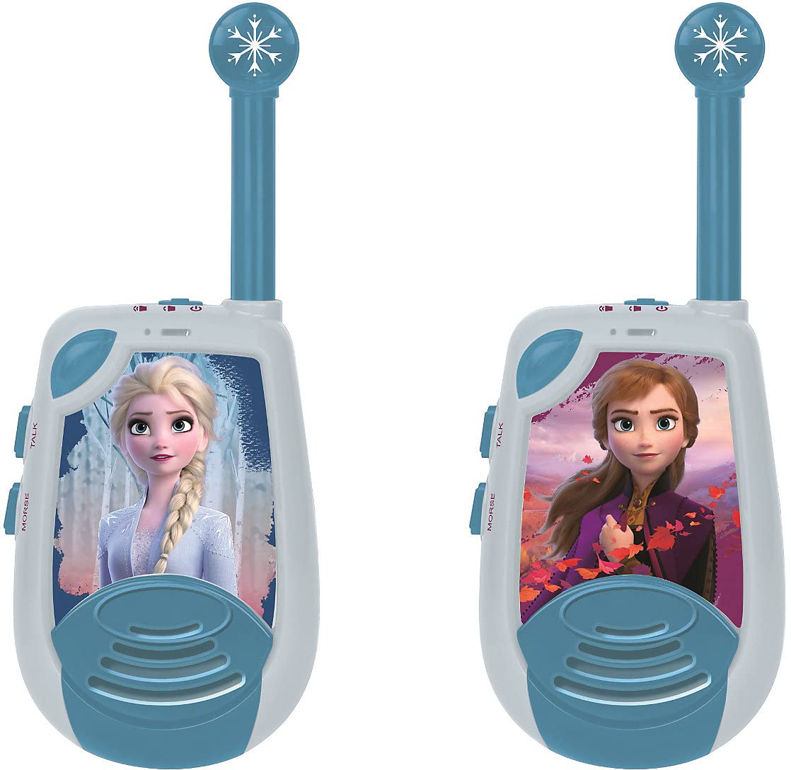Lexibook Frozen Kids Walkie Talkies - Digital 2-Way Radios with 2km Range, Morse Code Light, Belt Clip & Battery Powered - Blue (TW25FZ) - Perfect for Outdoor Adventures, Camping & Family Games