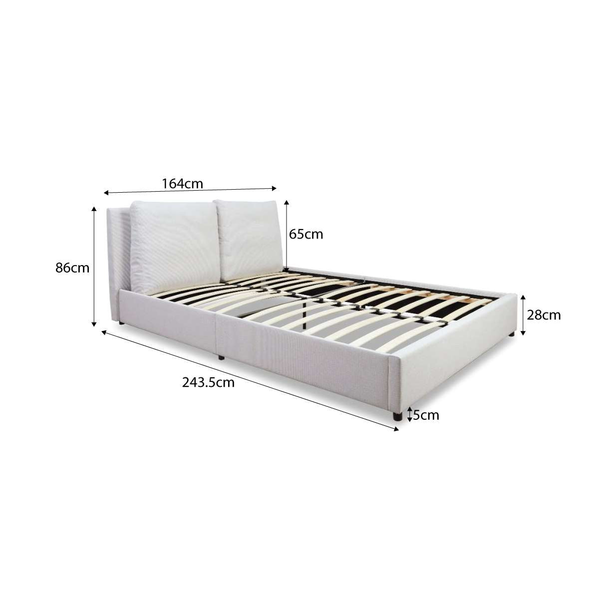 Reeve Cushion Queen Bed Frame - Beige Upholstered Platform Bed with Headboard | Perfect for Modern Bedrooms & Guest Rooms
